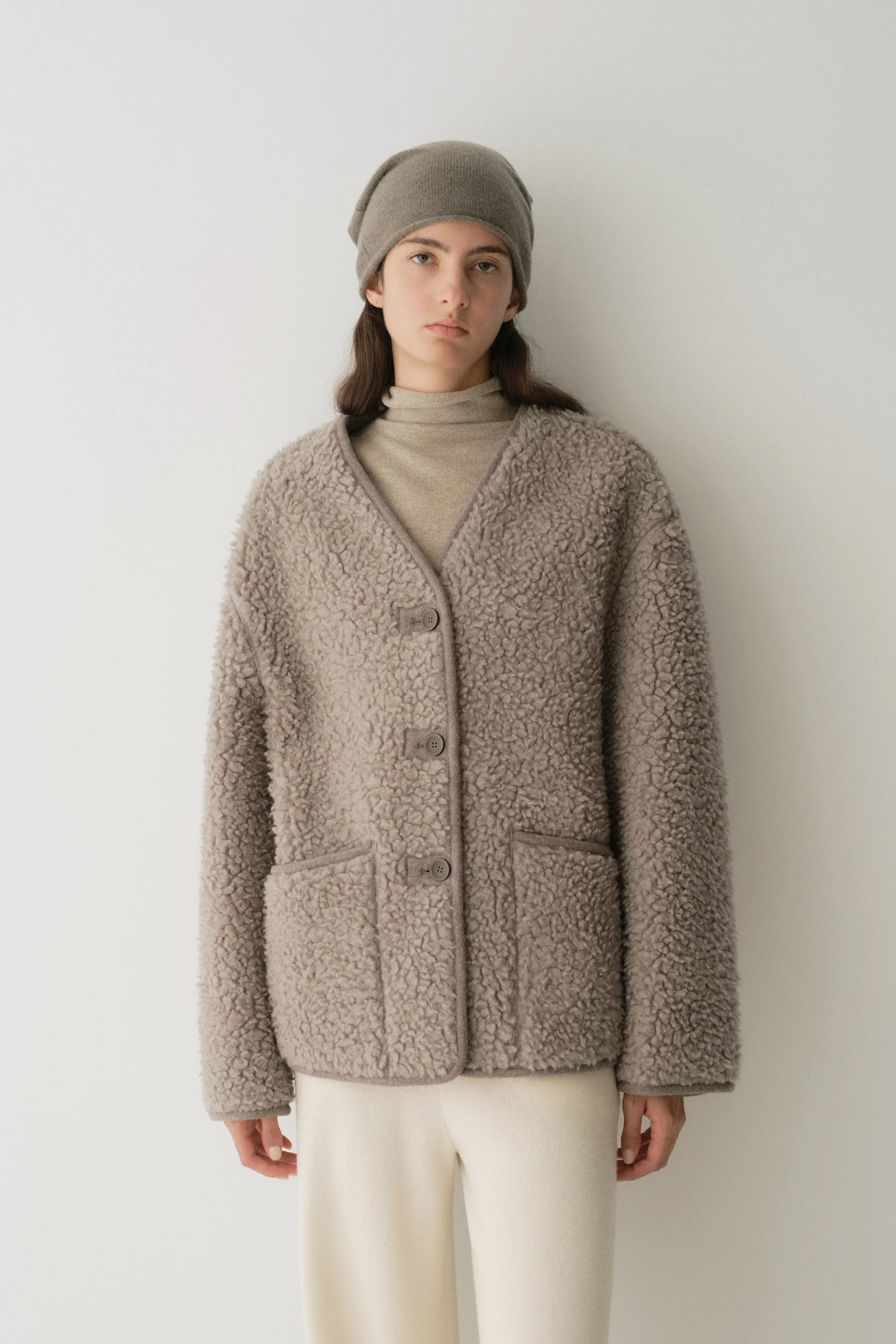 V-Neck Trimmed Wool  Jacket - Image 4