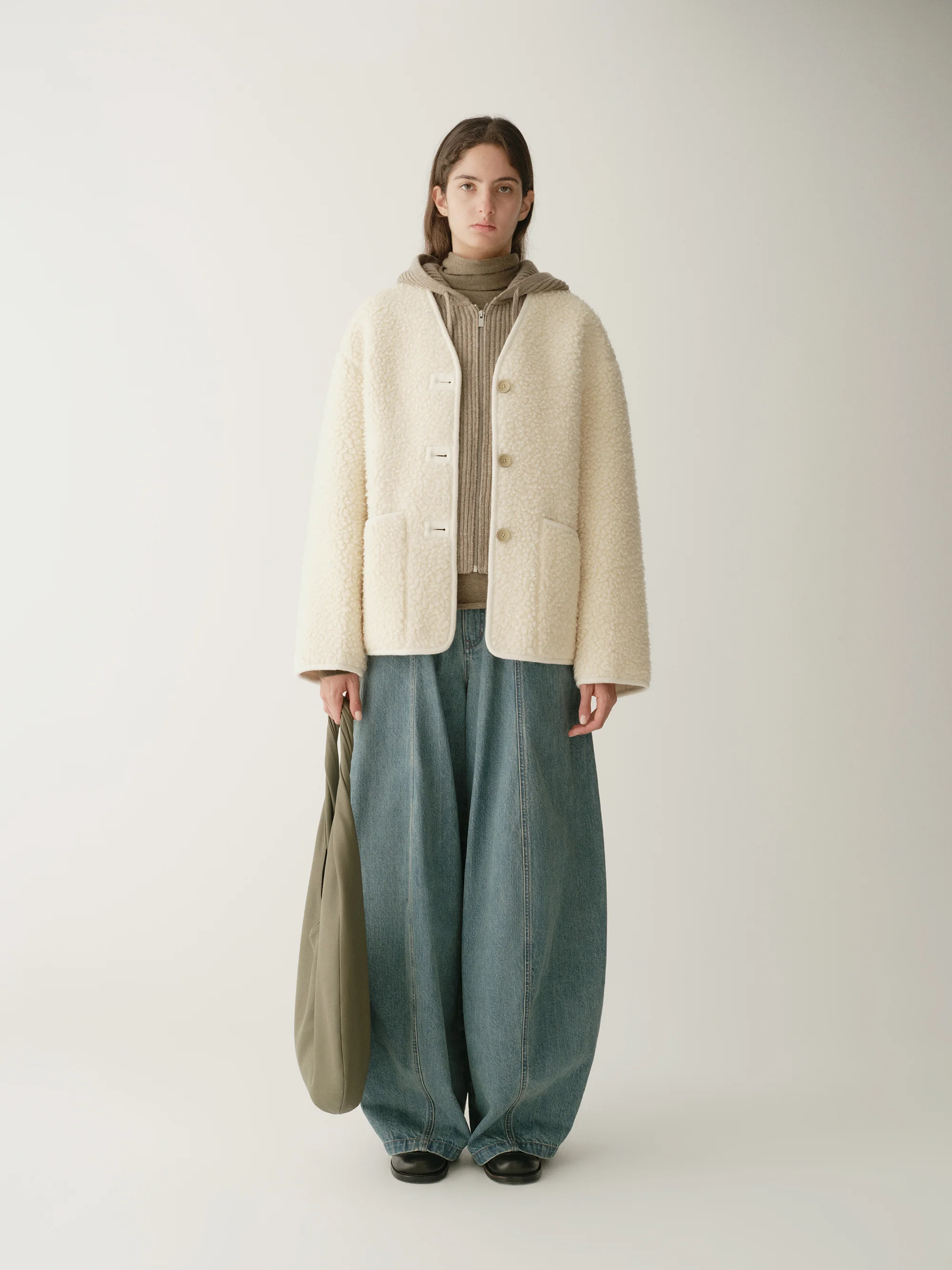 V-Neck Trimmed Wool  Jacket - Image 5