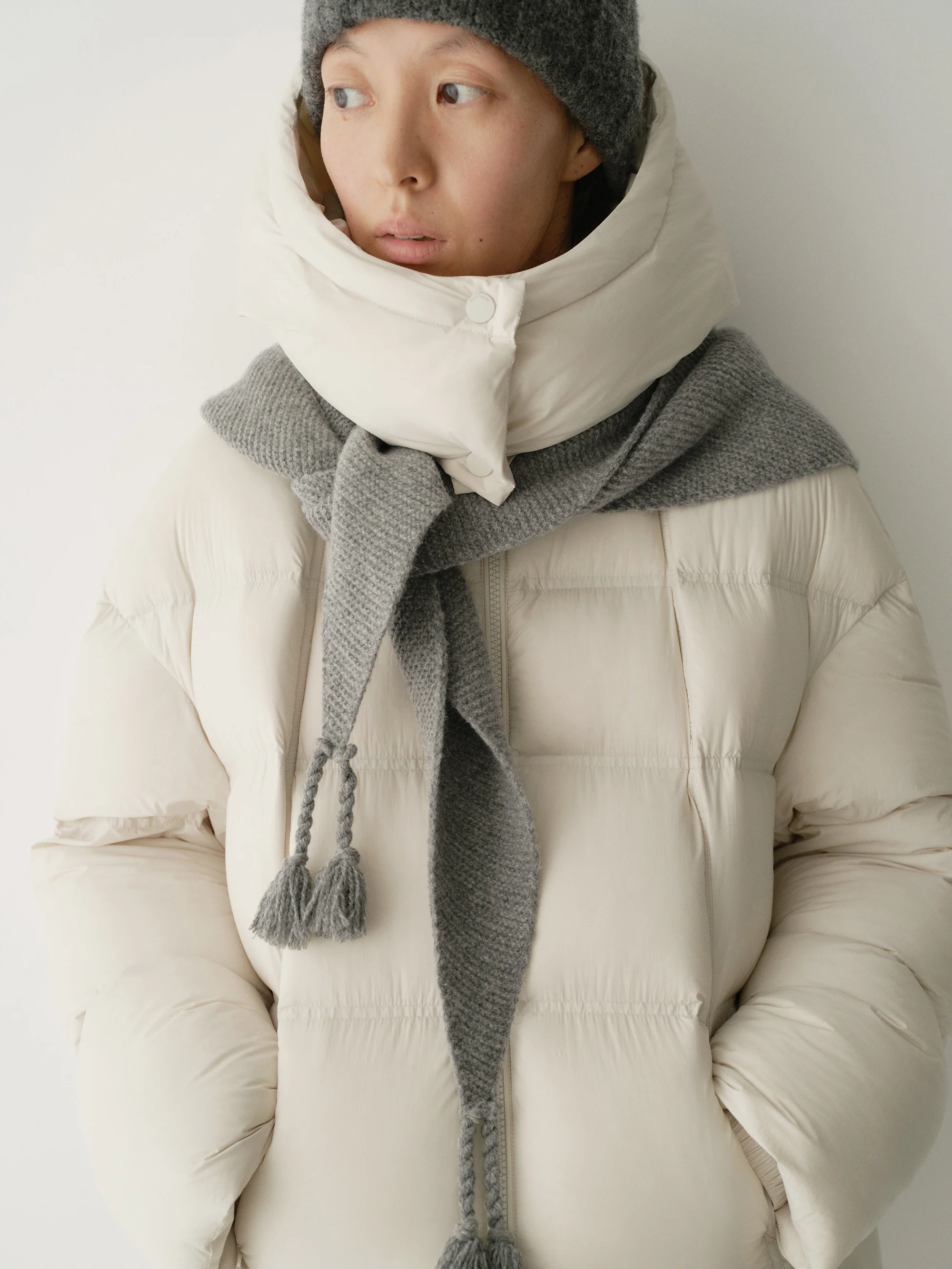 Hand-fringed Knit Triangle Scarf - Image 13