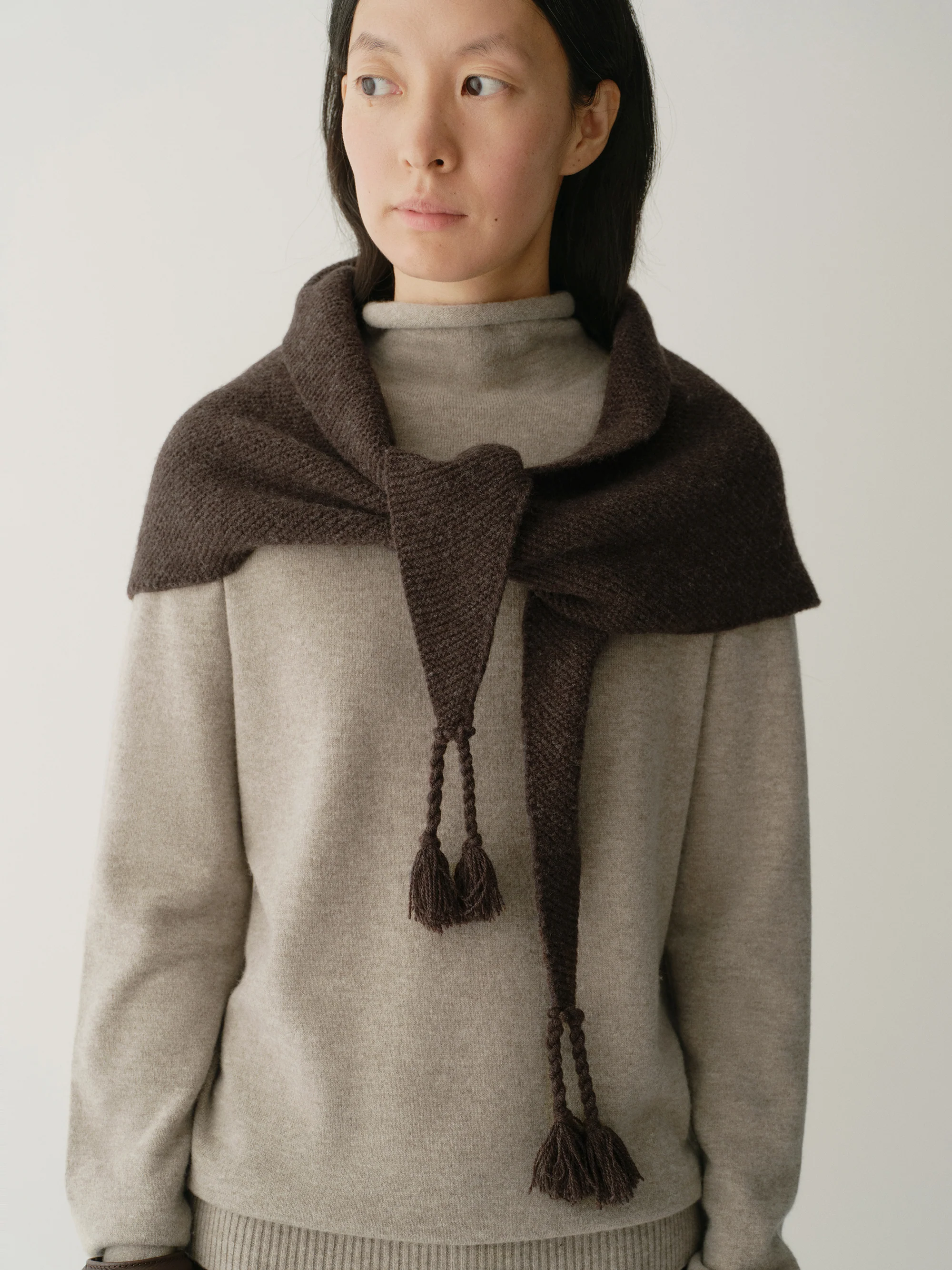 Hand-fringed Knit Triangle Scarf - Image 18