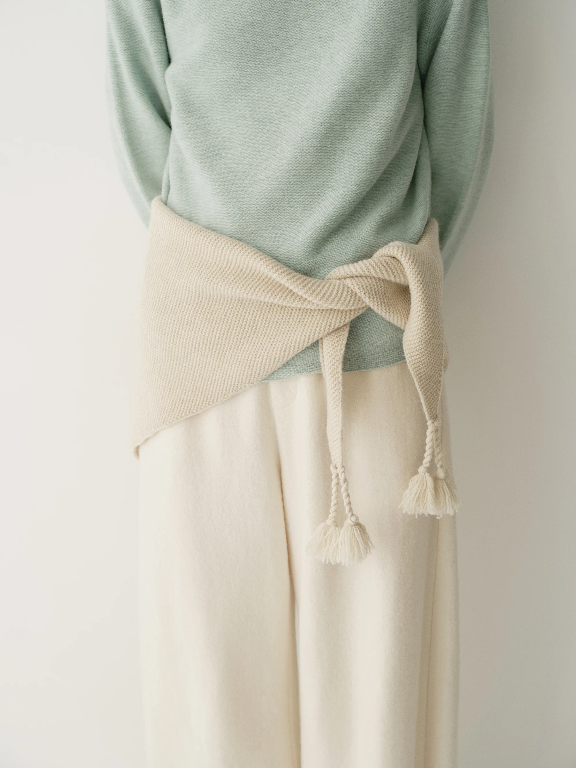 Hand-fringed Knit Triangle Scarf - Image 5