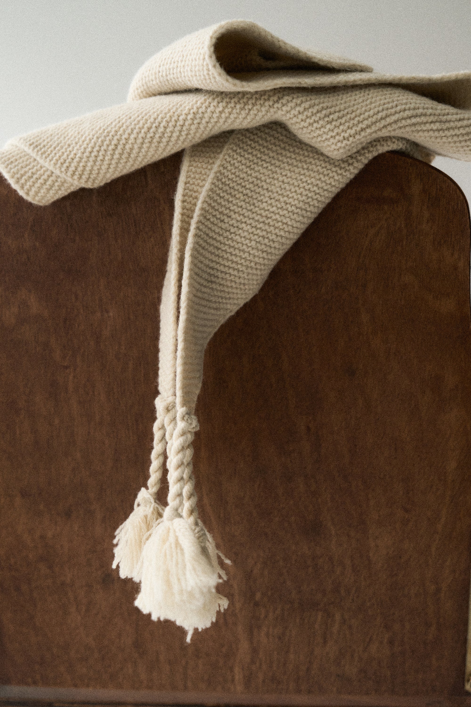 Hand-fringed Knit Triangle Scarf - Image 6