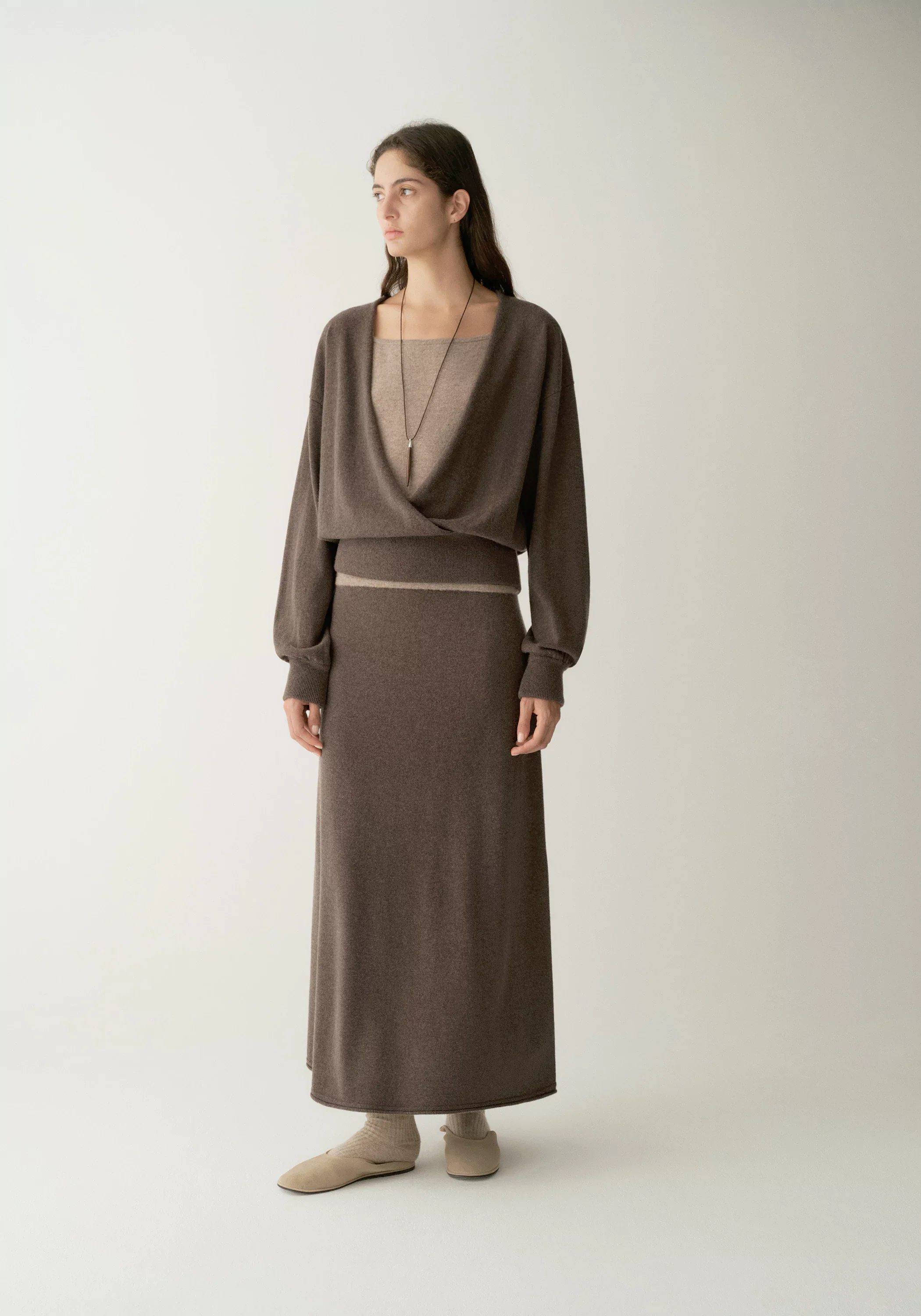 Wool-cashmere Elastic-Waist Straight Midi Skirt - Image 10