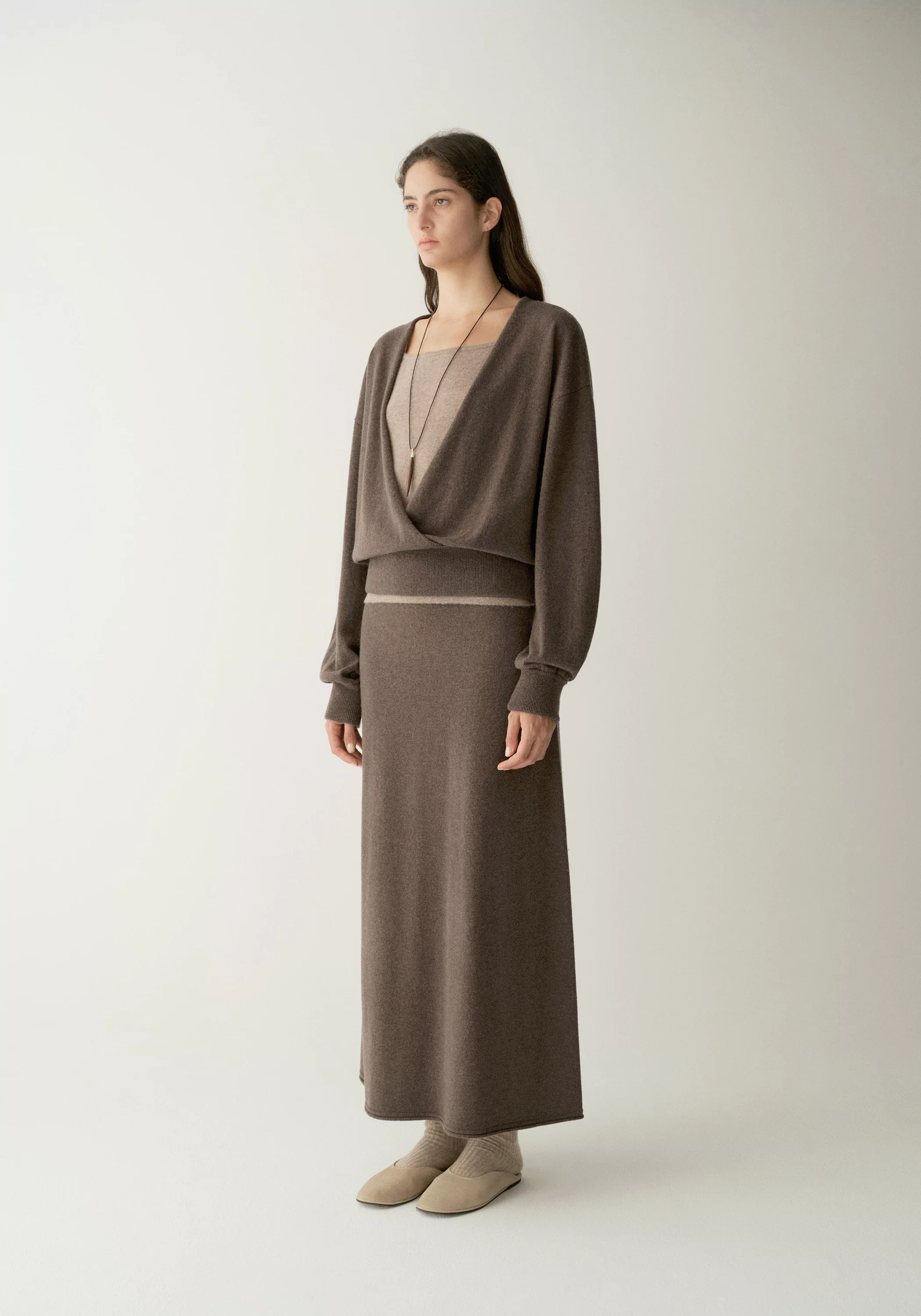 Wool-cashmere Elastic-Waist Straight Midi Skirt - Image 11