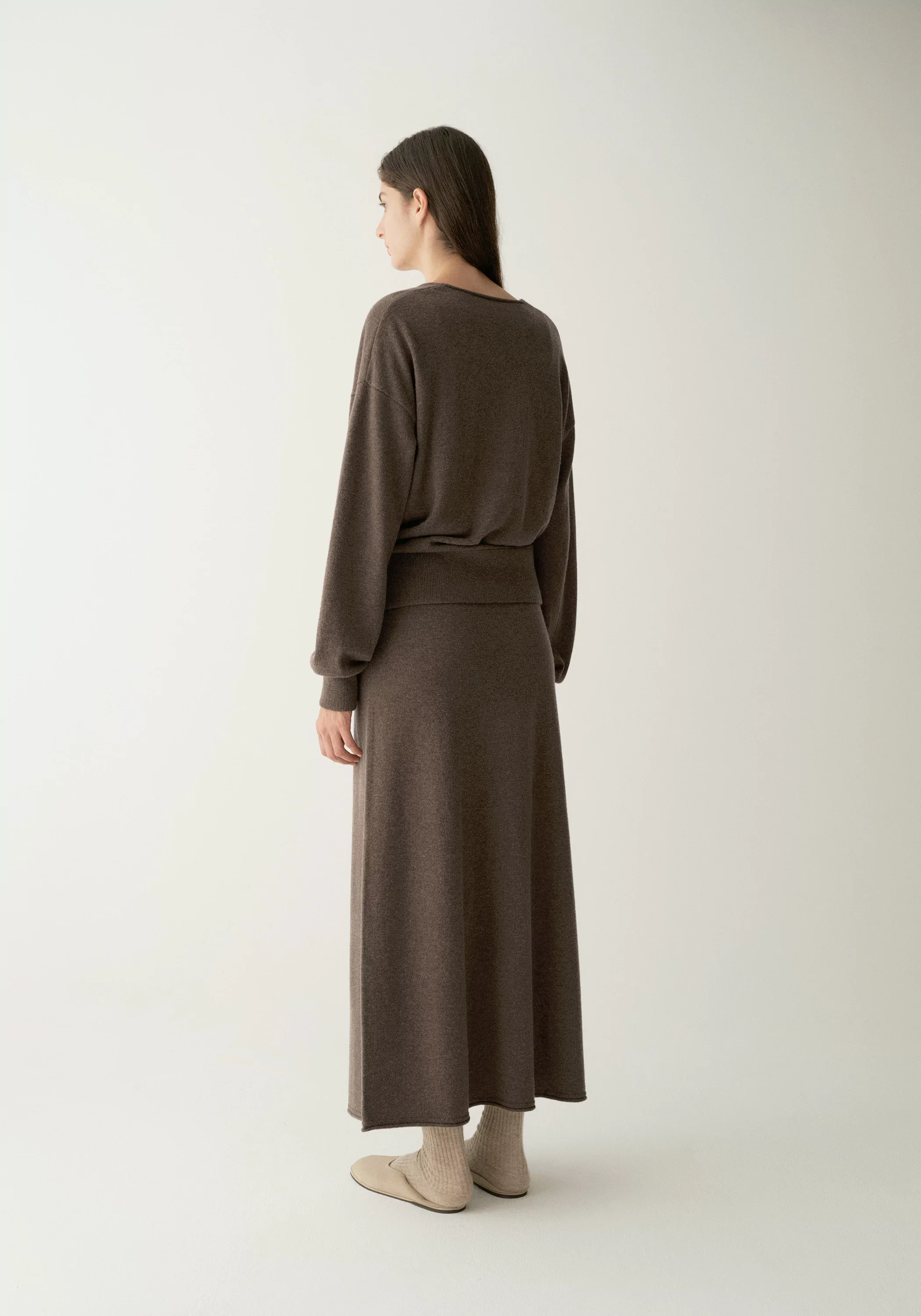 Wool-cashmere Elastic-Waist Straight Midi Skirt - Image 12
