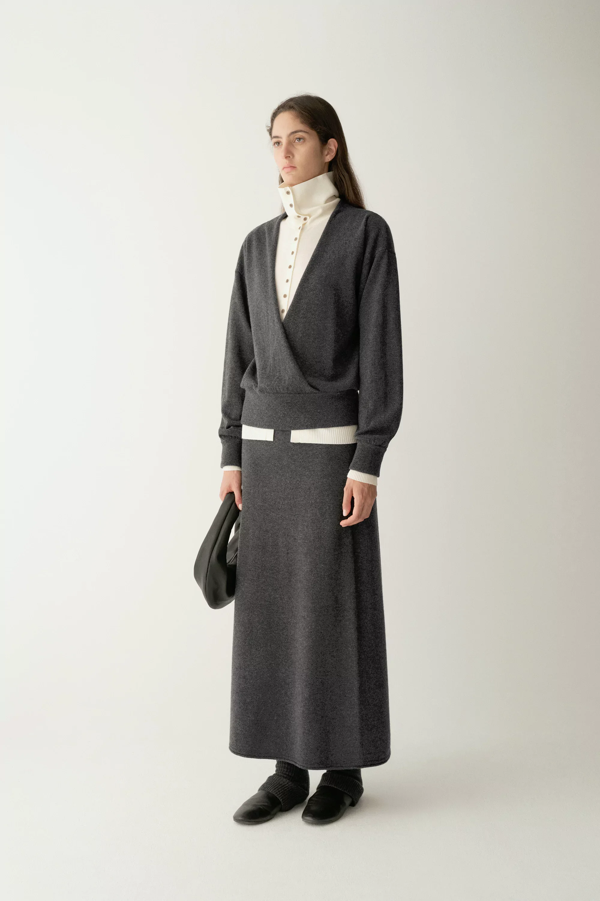 Wool-cashmere Elastic-Waist Straight Midi Skirt - Image 2
