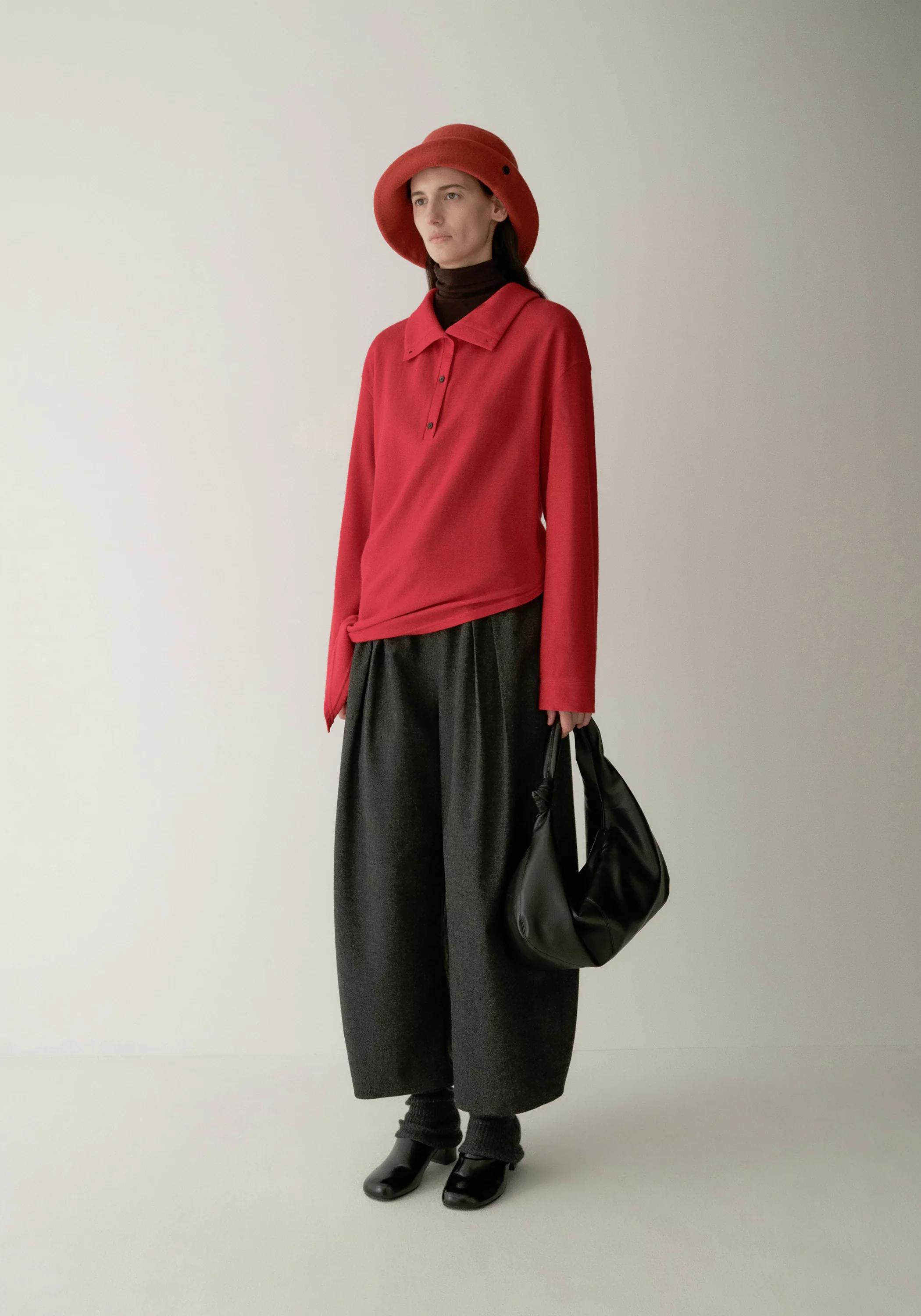 Gathered Knot-detail Turtleneck Knit Top - Image 17