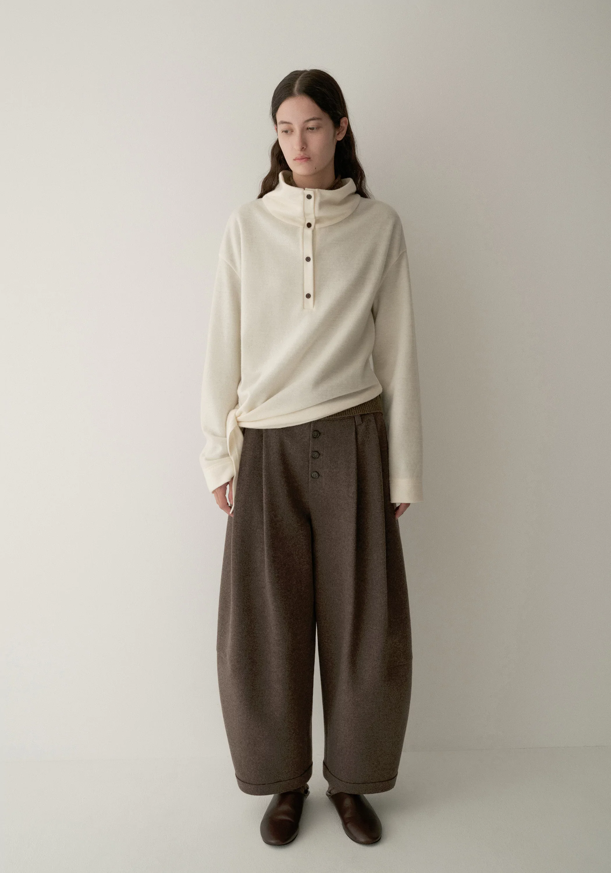 Gathered Knot-detail Turtleneck Knit Top - Image 6