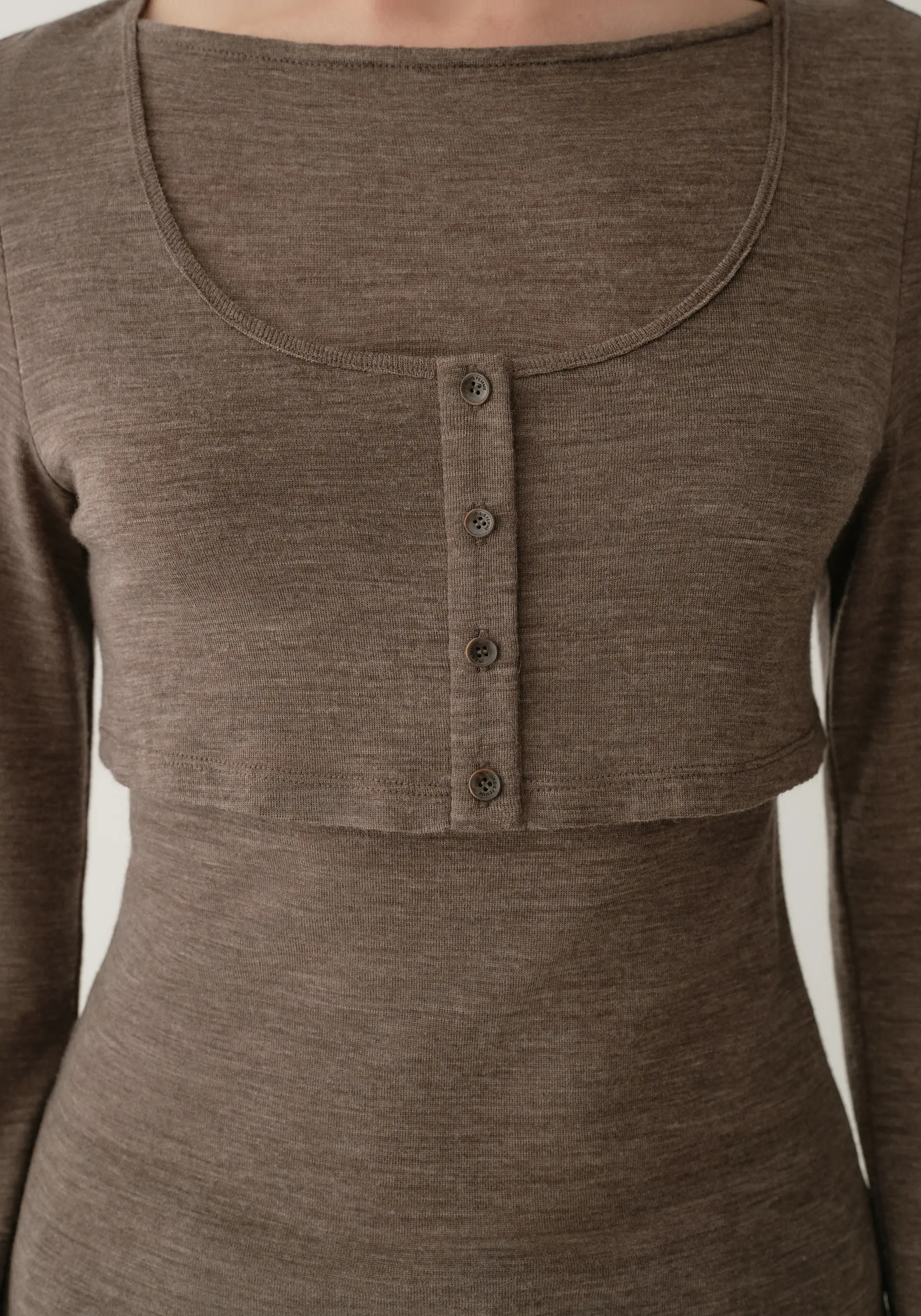 Merino wool layered-look T-shirt - Image 11