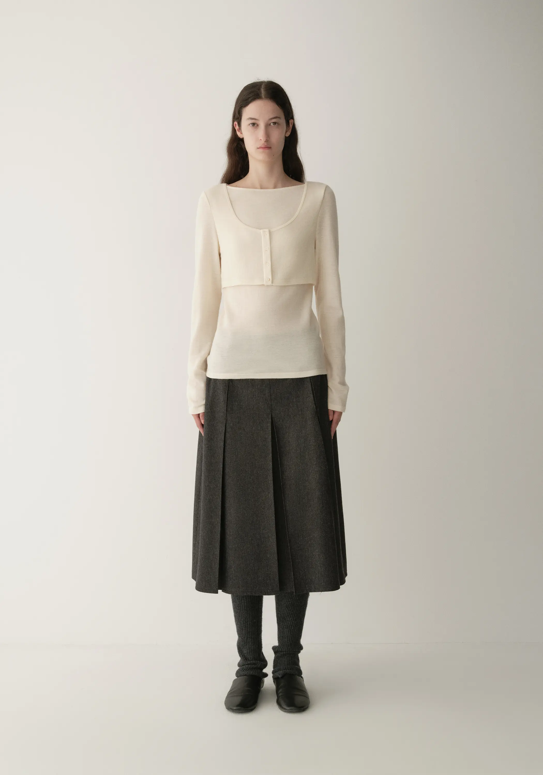Merino wool layered-look T-shirt - Image 13