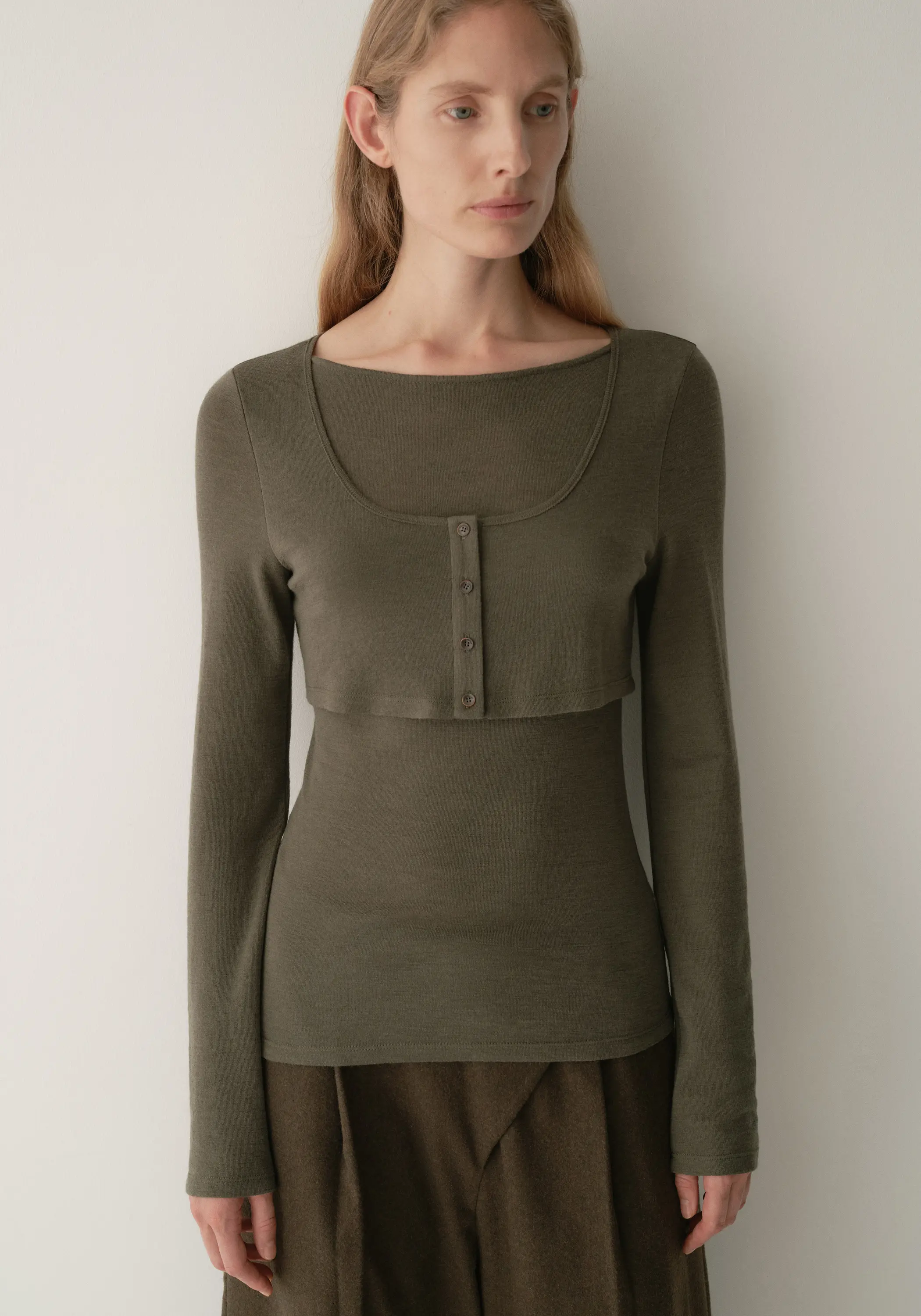 Merino wool layered-look T-shirt - Image 7