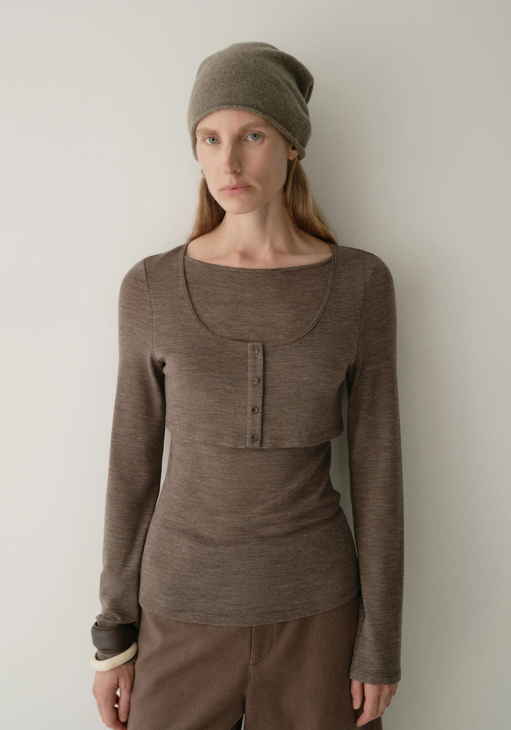 Merino wool layered-look T-shirt - Image 9