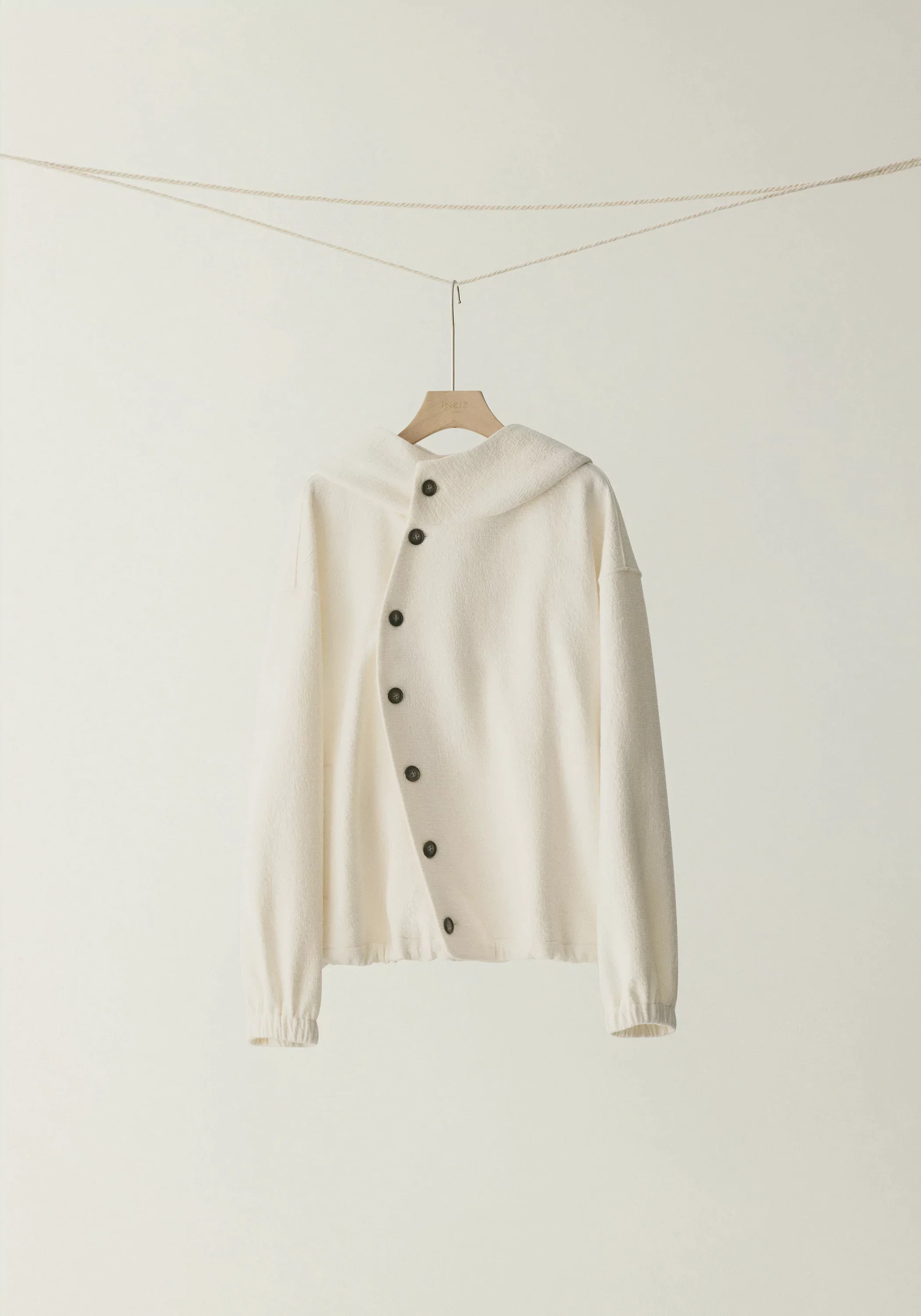 Curved Asymmetric Placket Hooded Sweatshirt - Image 19