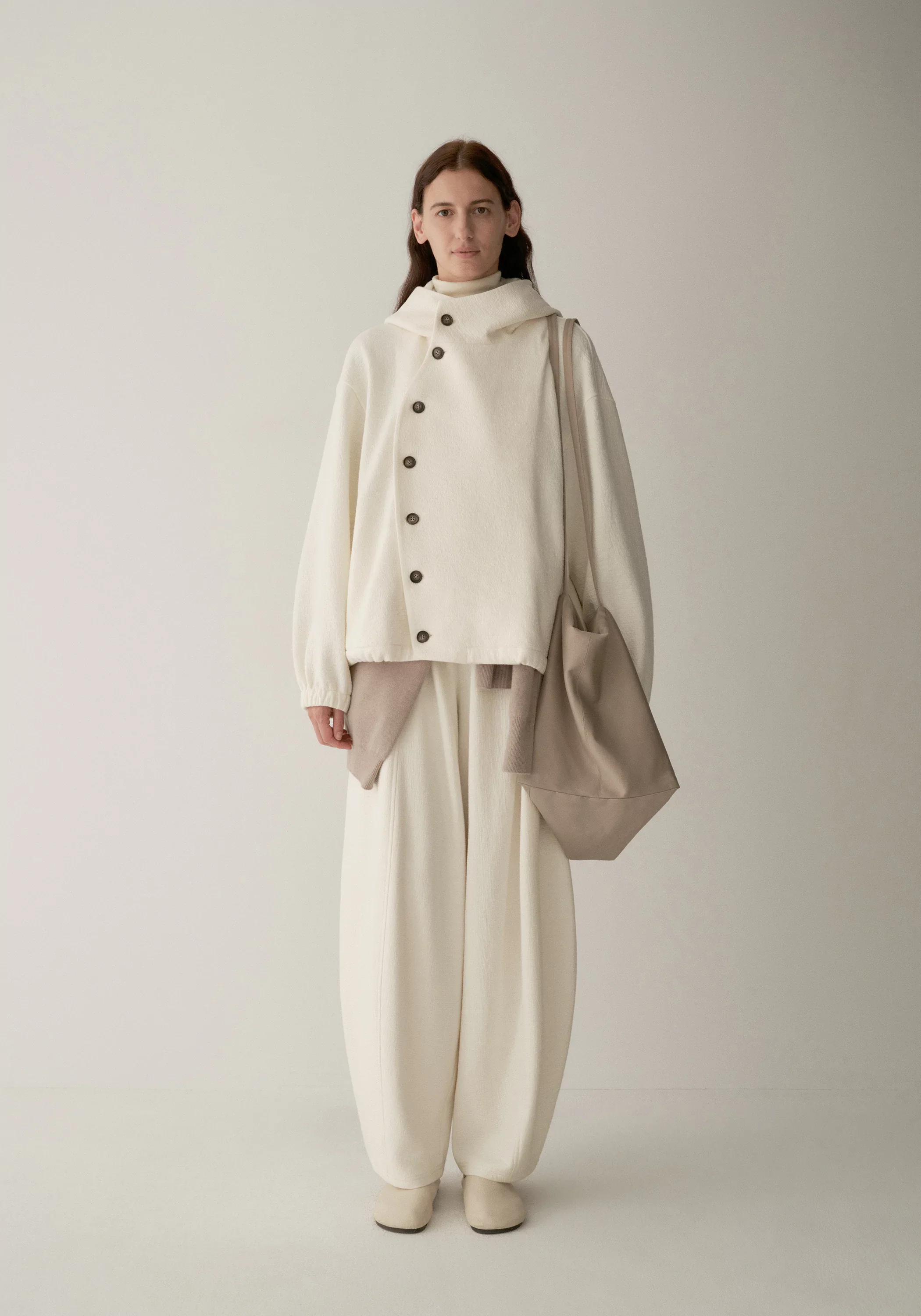 Curved Asymmetric Placket Hooded Sweatshirt - Image 8