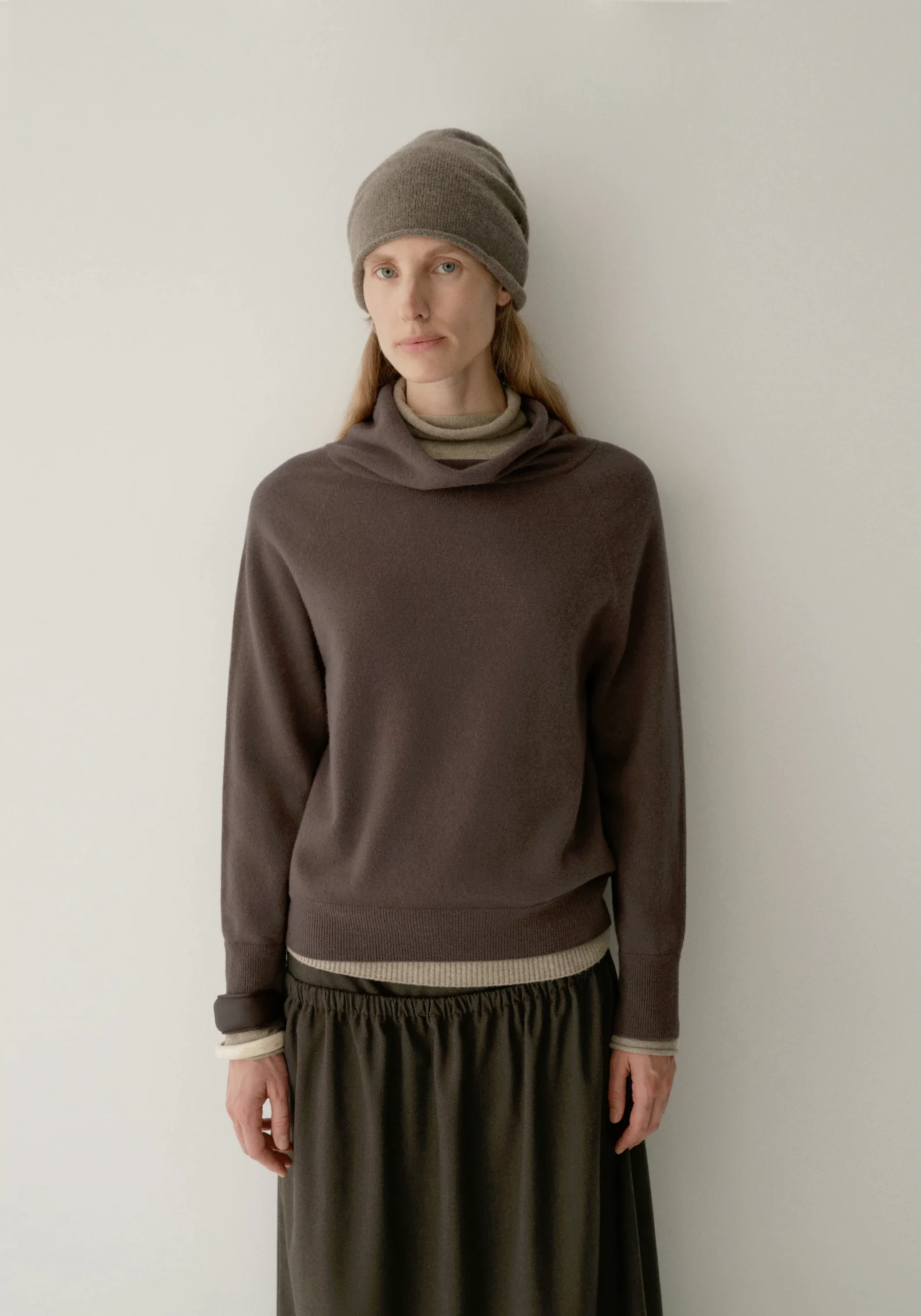 Merino Wool Cocoon-Silhouette Knit Top