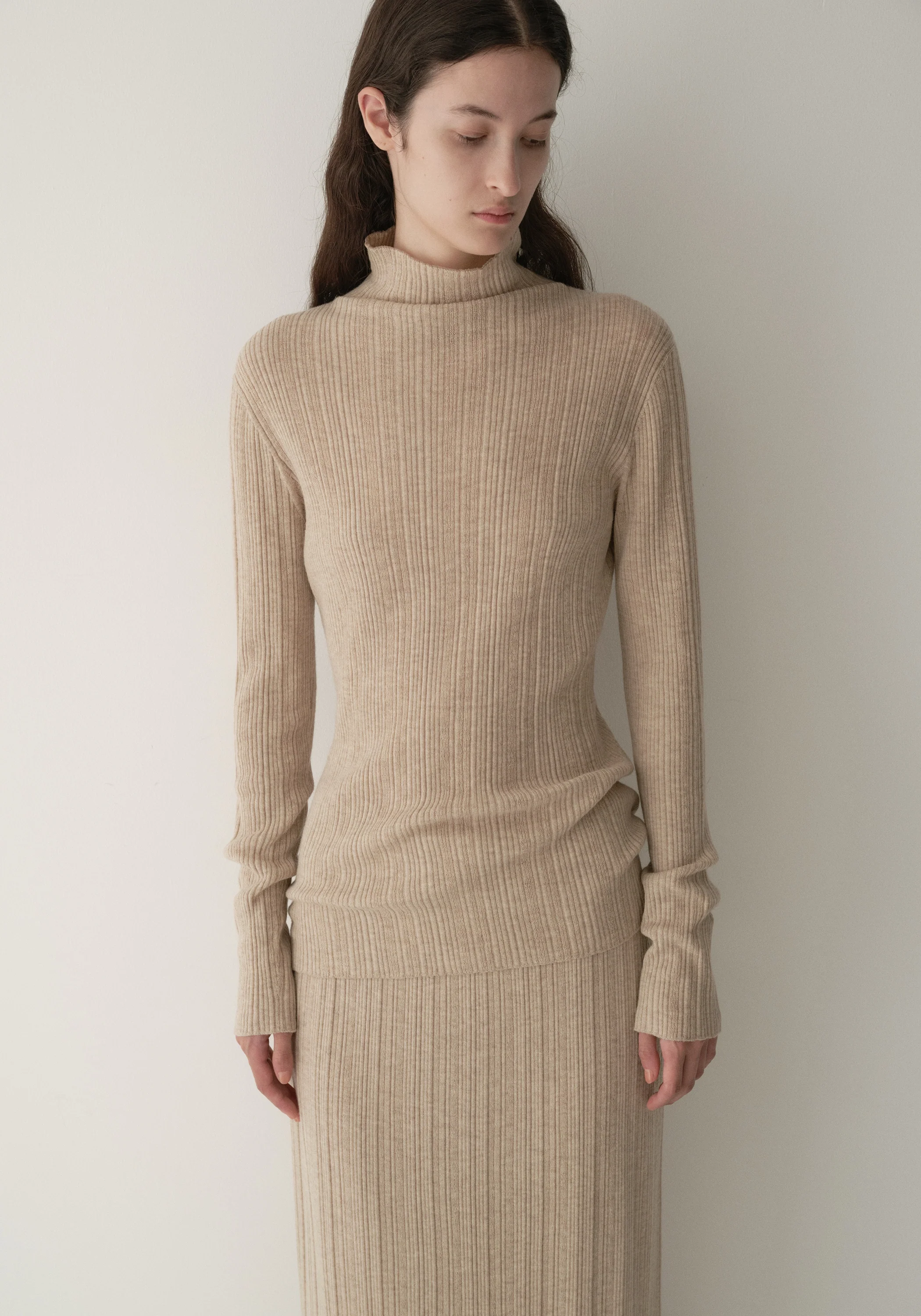 Merino Wool High-neck Striped Top - Image 3