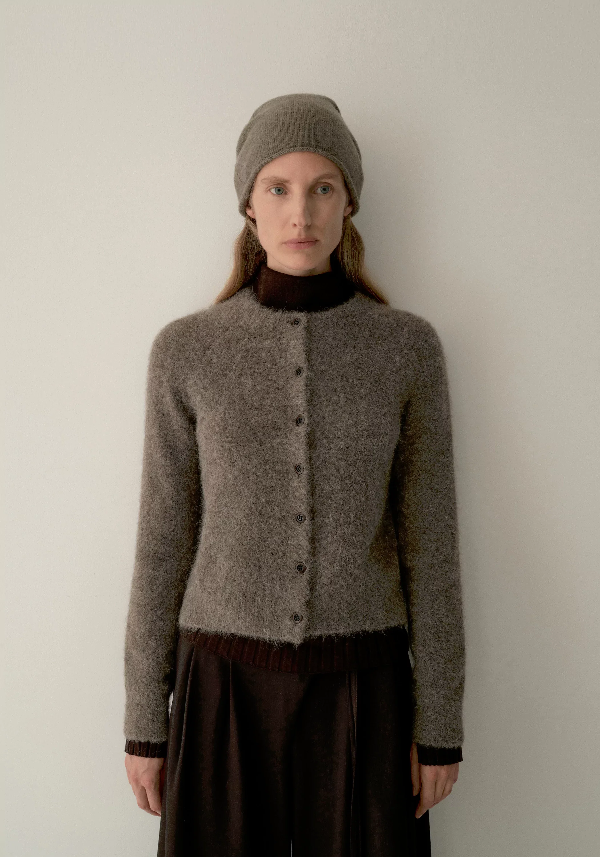 Yak-alpaca Crewneck Cardigan