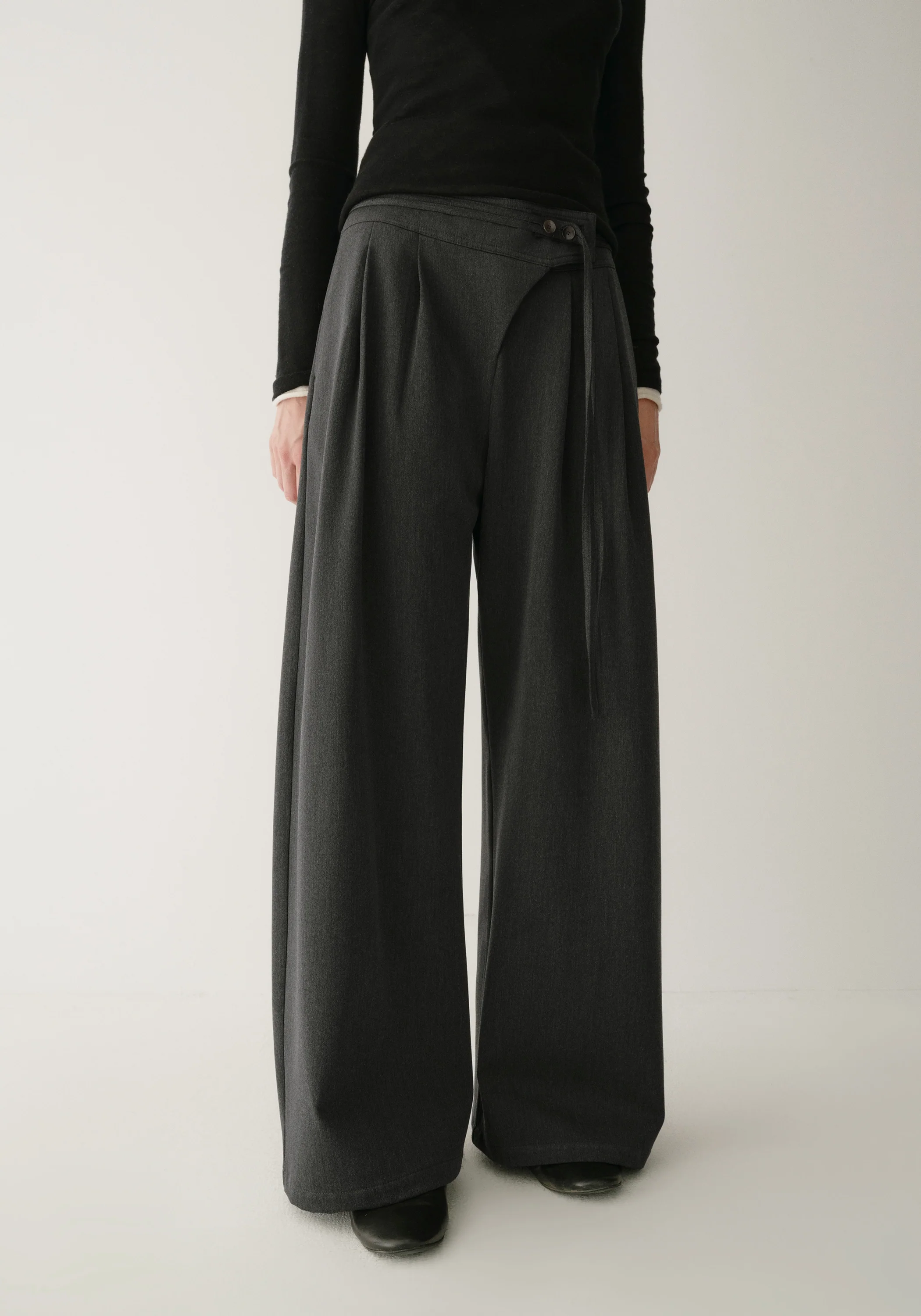 Asymmetric Wide-leg Pants - Image 17