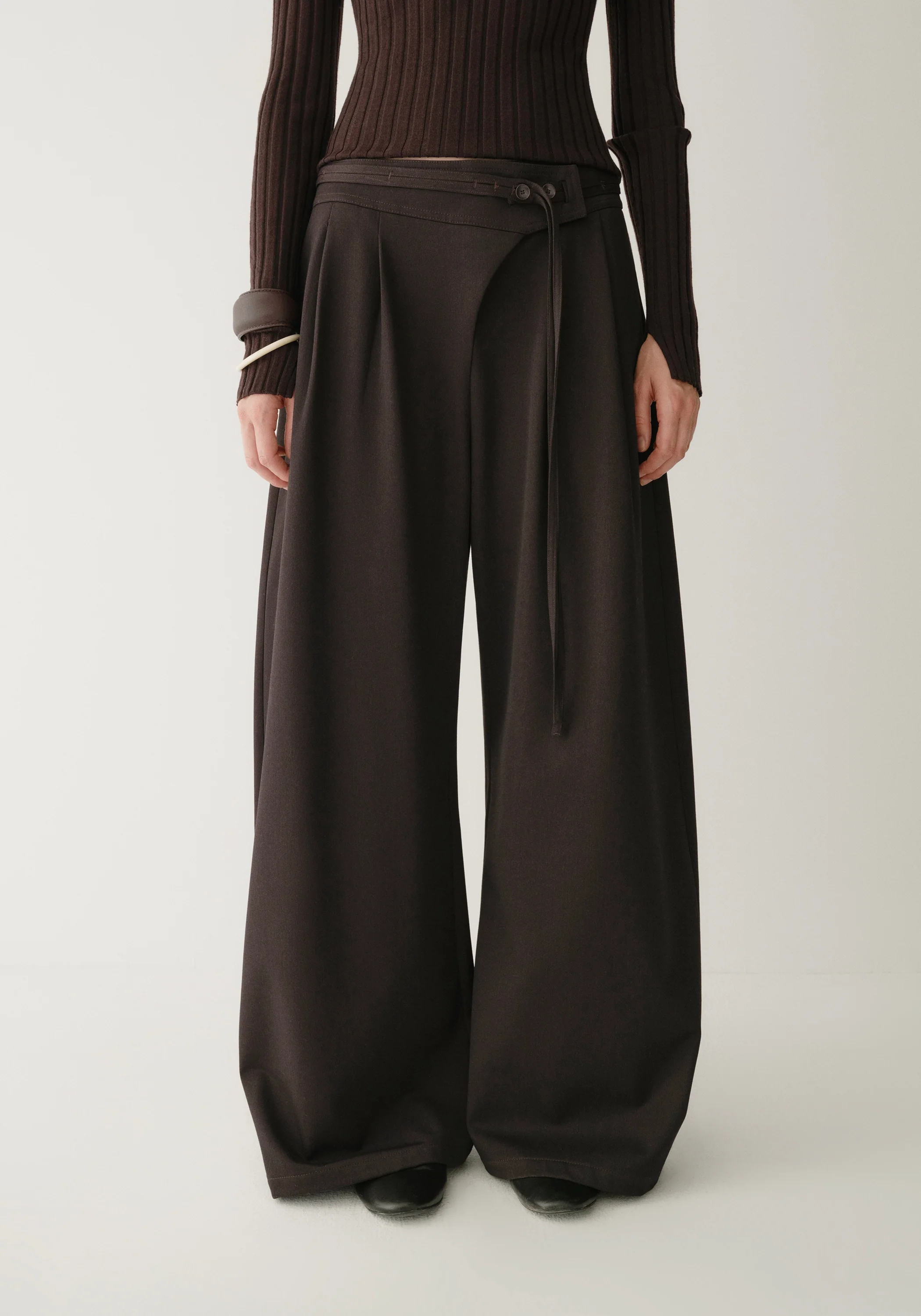 Asymmetric Wide-leg Pants - Image 8
