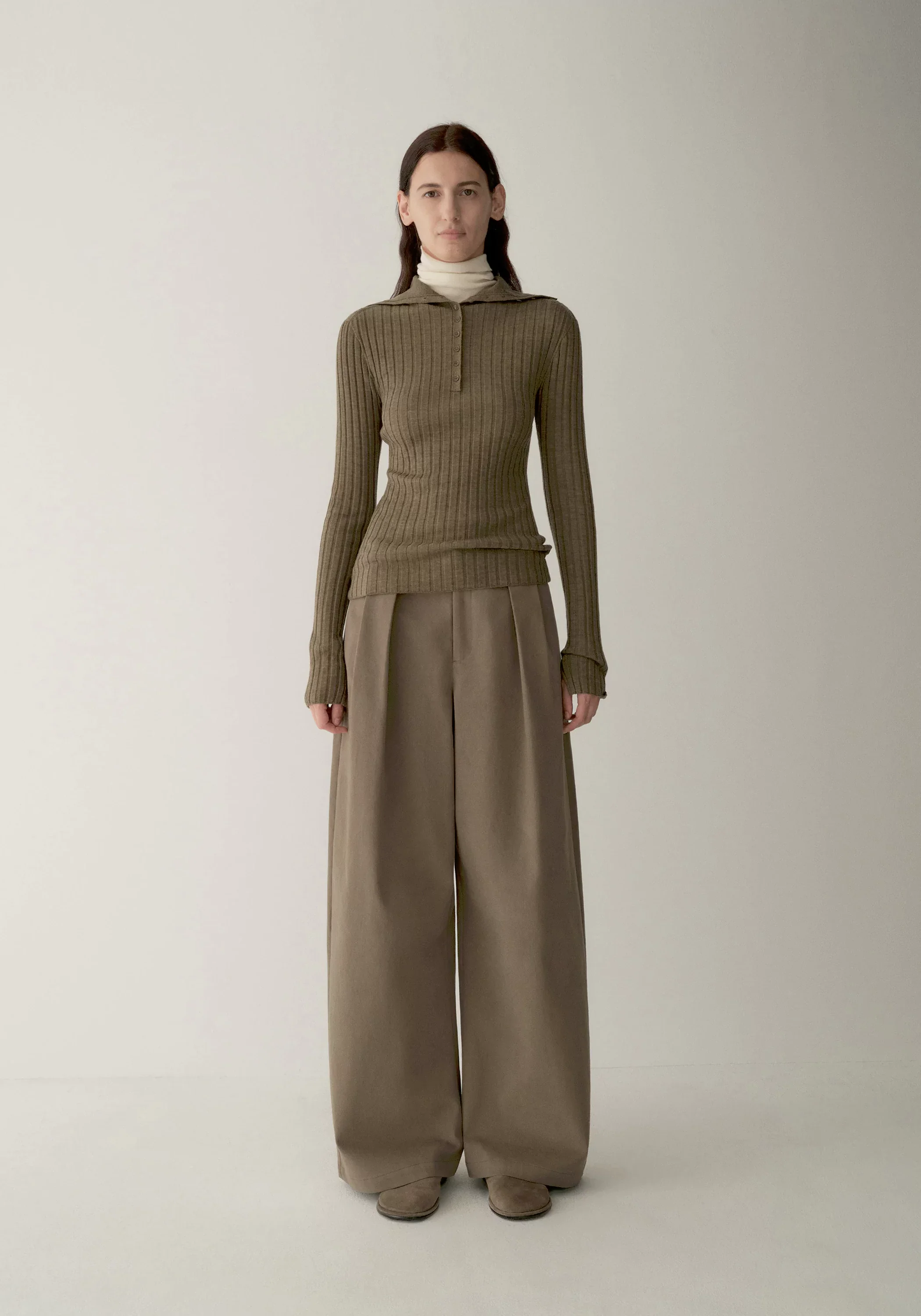 Brushed Wide-Leg Pants