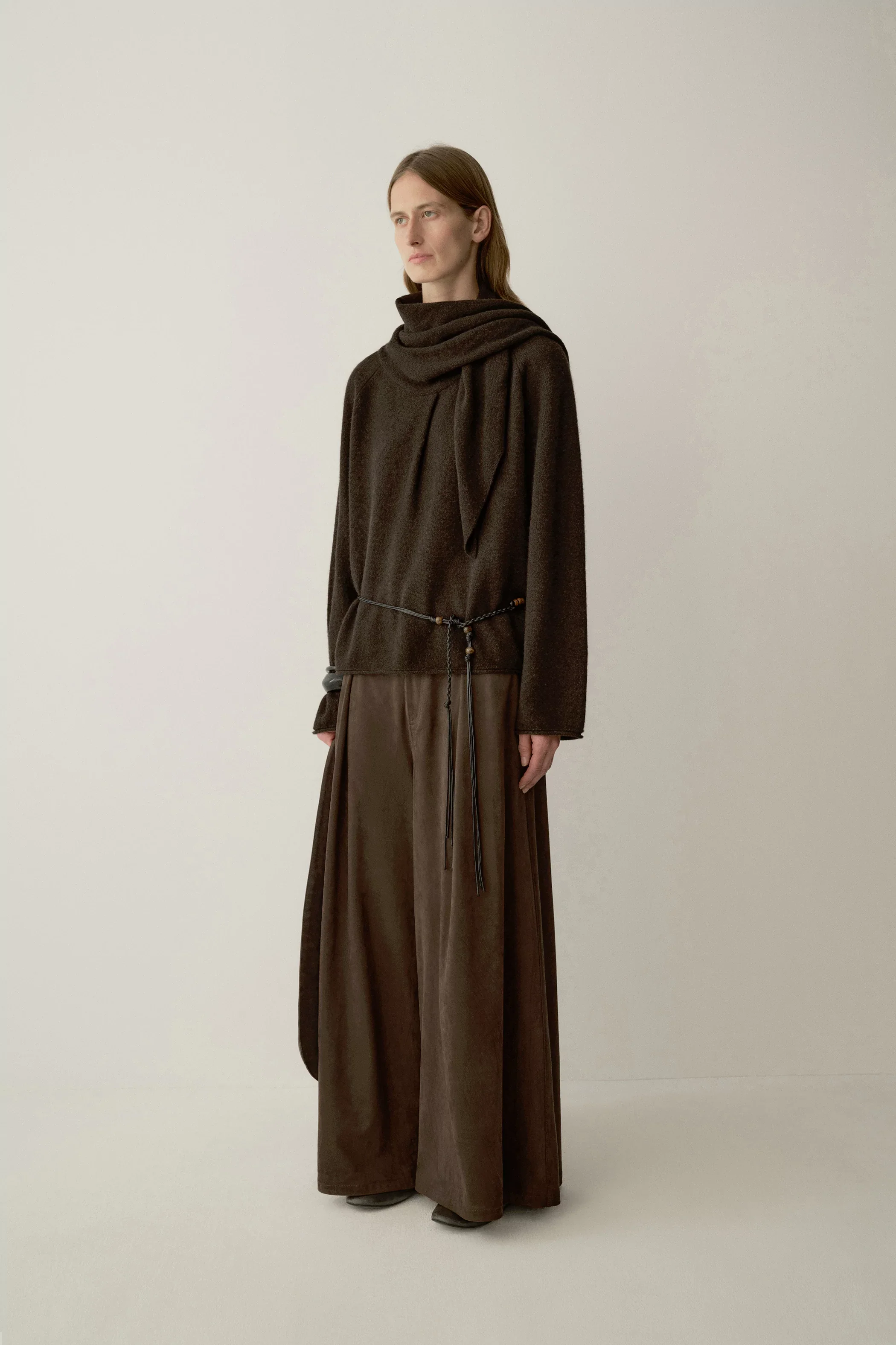 Suede-effect Double-Pleat Pants