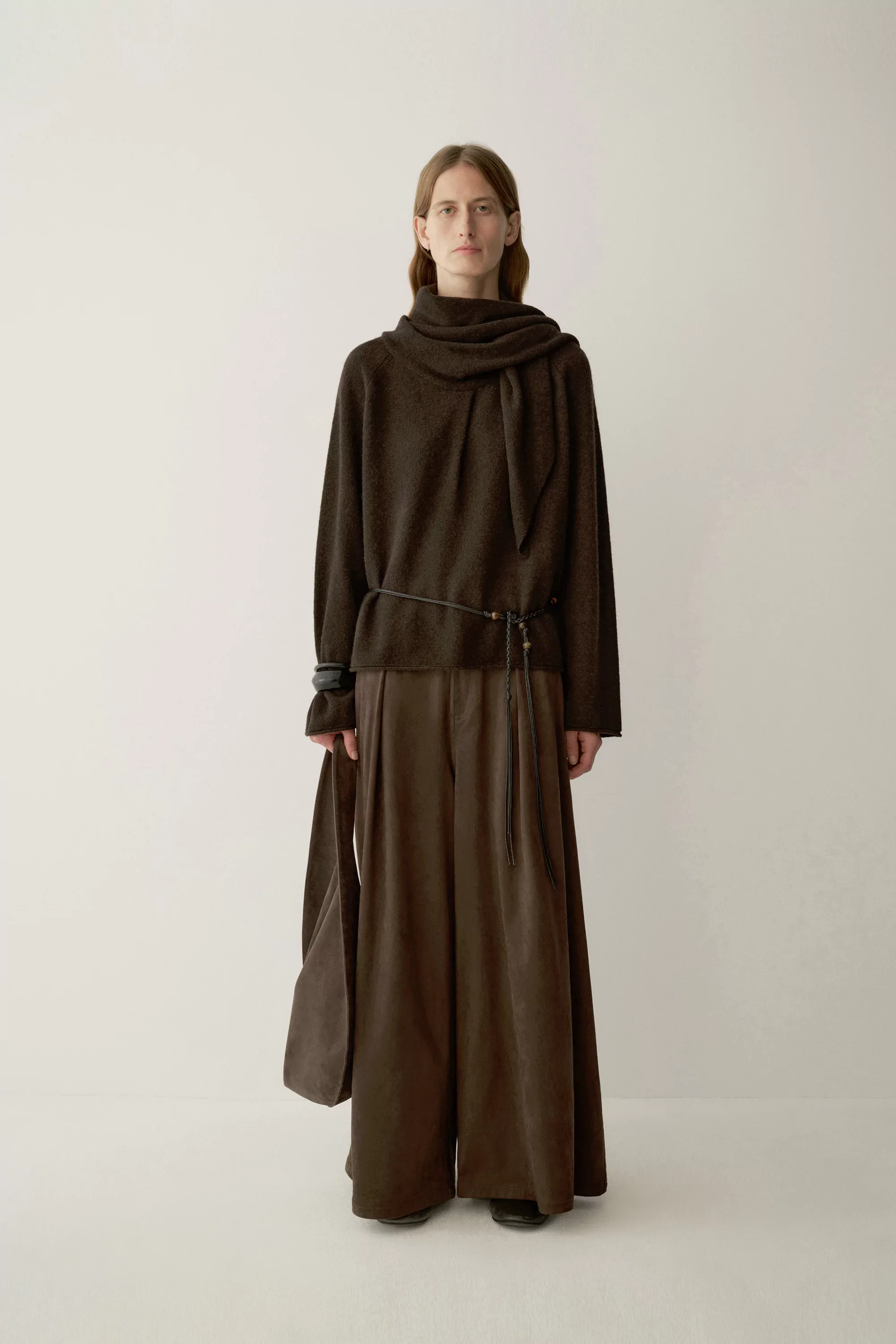 Suede-effect Double-Pleat Pants - Image 2