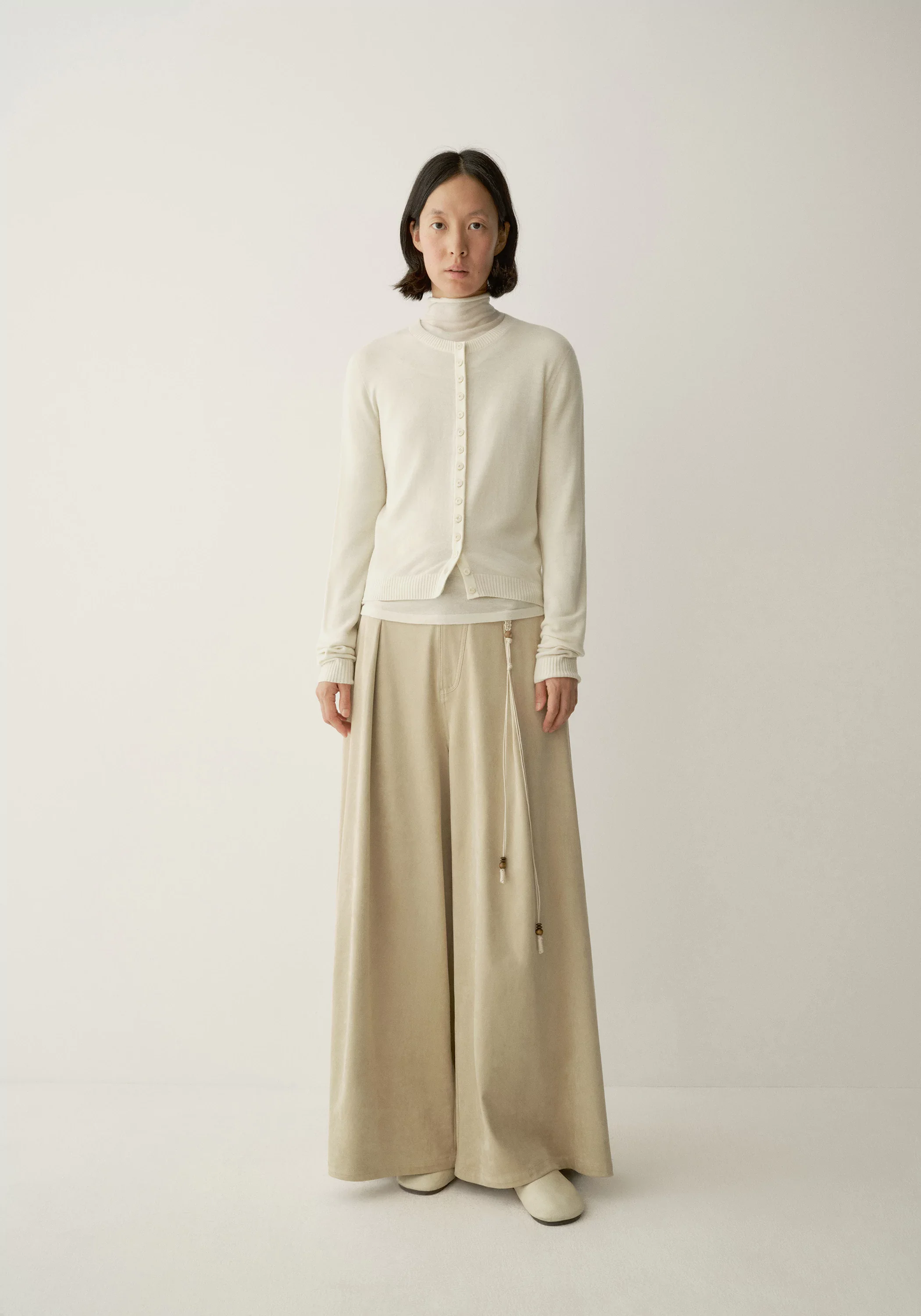 Suede-effect Double-Pleat Pants - Image 3