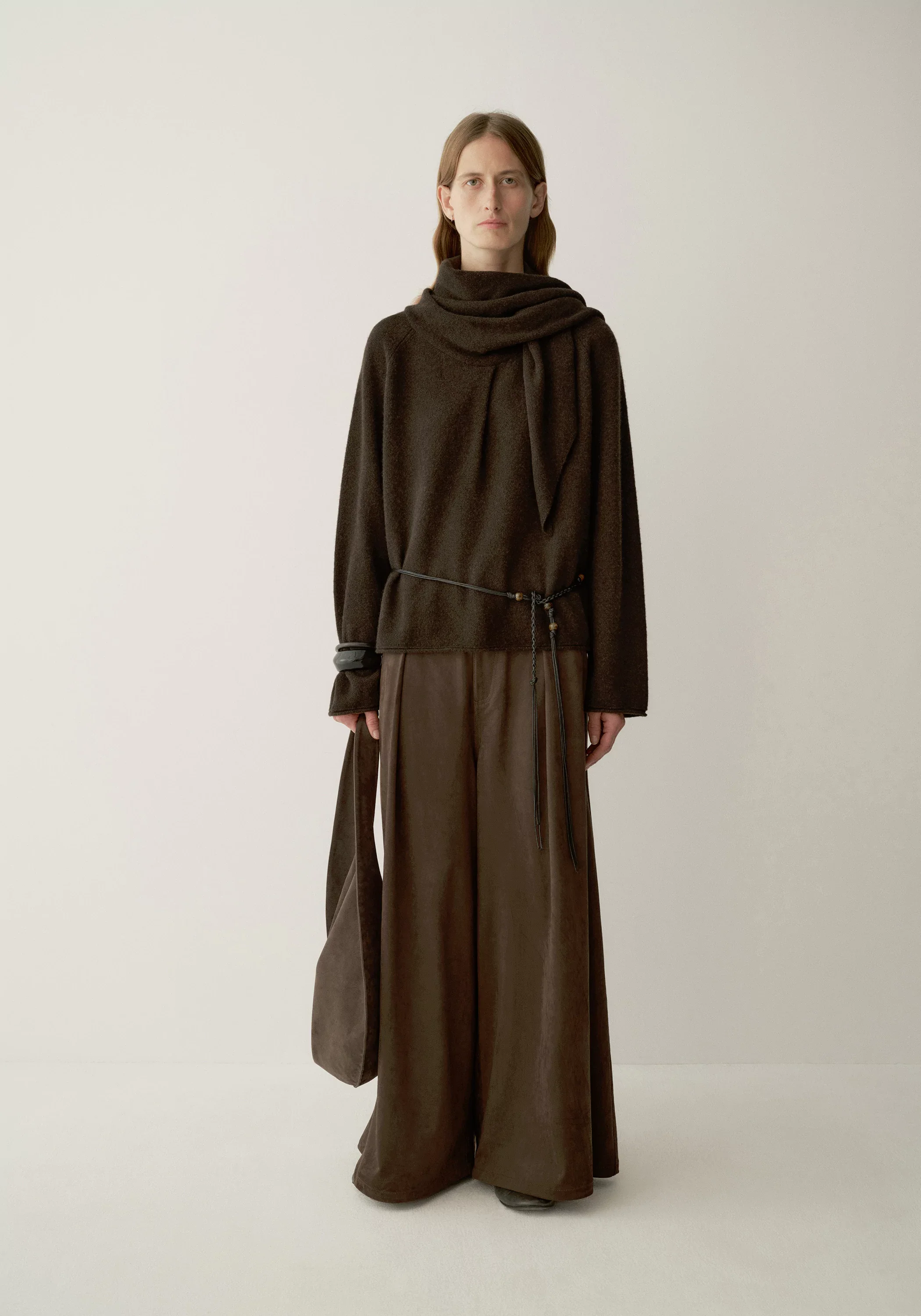 Suede-effect Double-Pleat Pants - Image 4