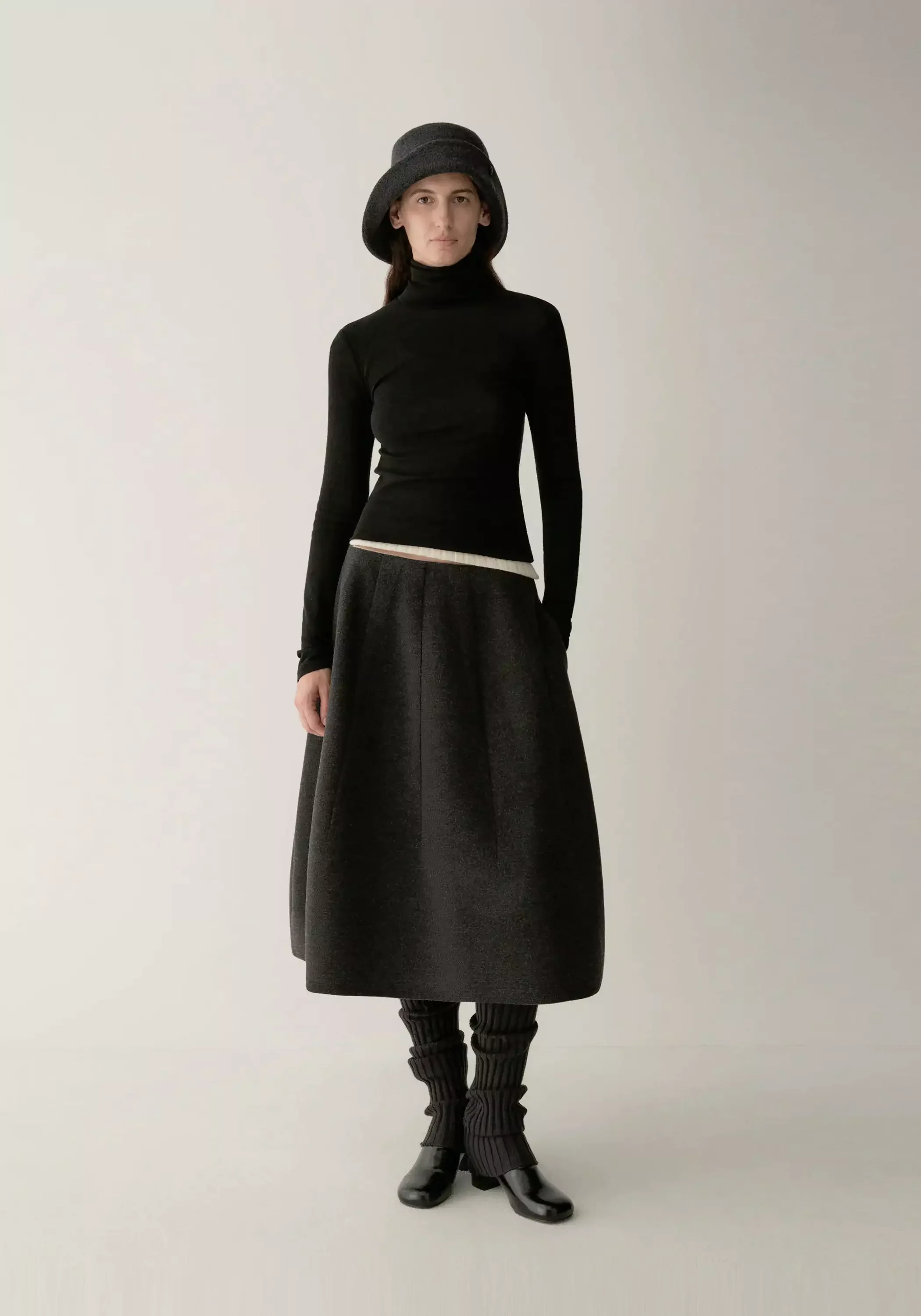 Quilted Cocoon Wool Skirt