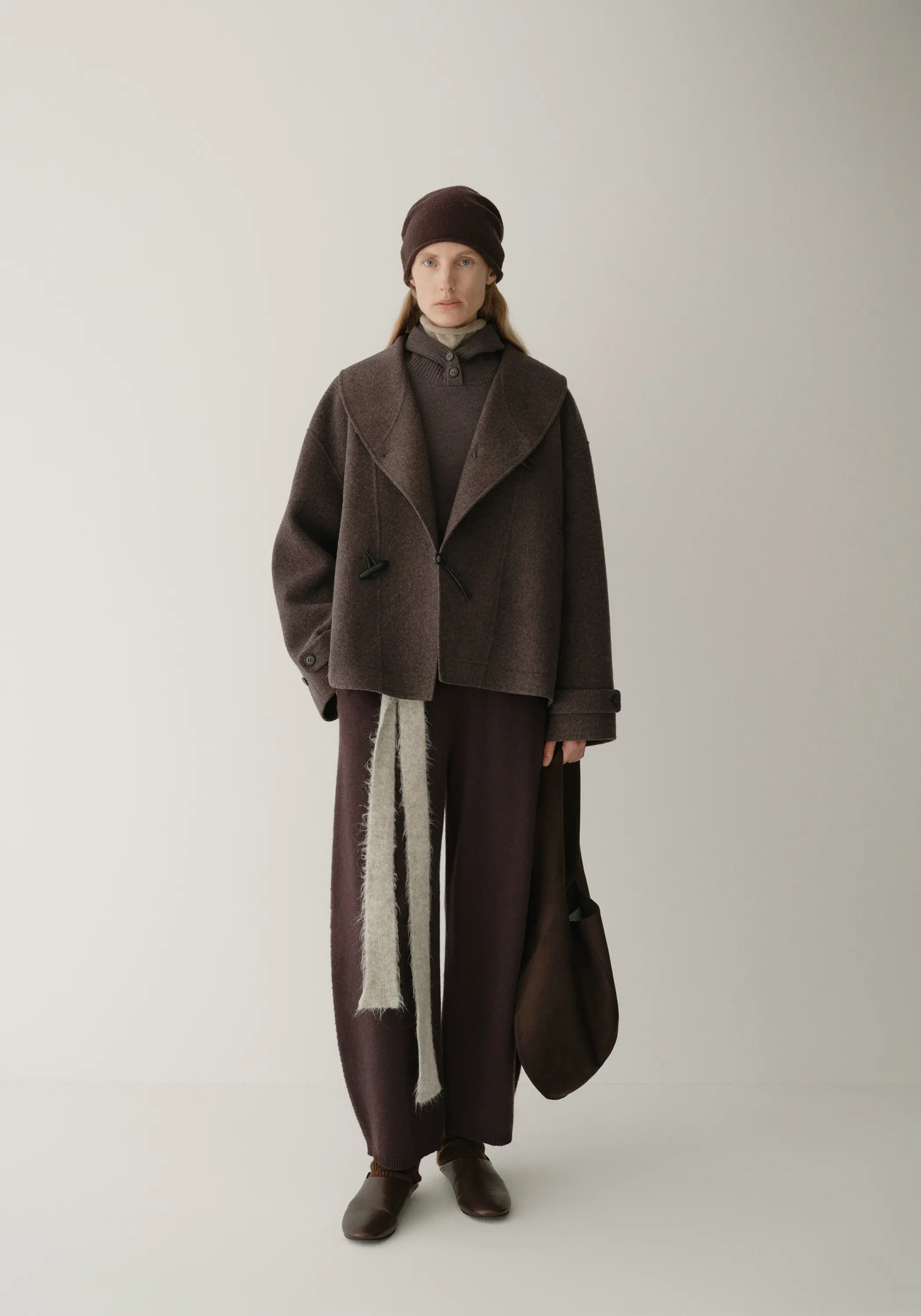 Shearling Collar Toggle Wool Coat - Image 11