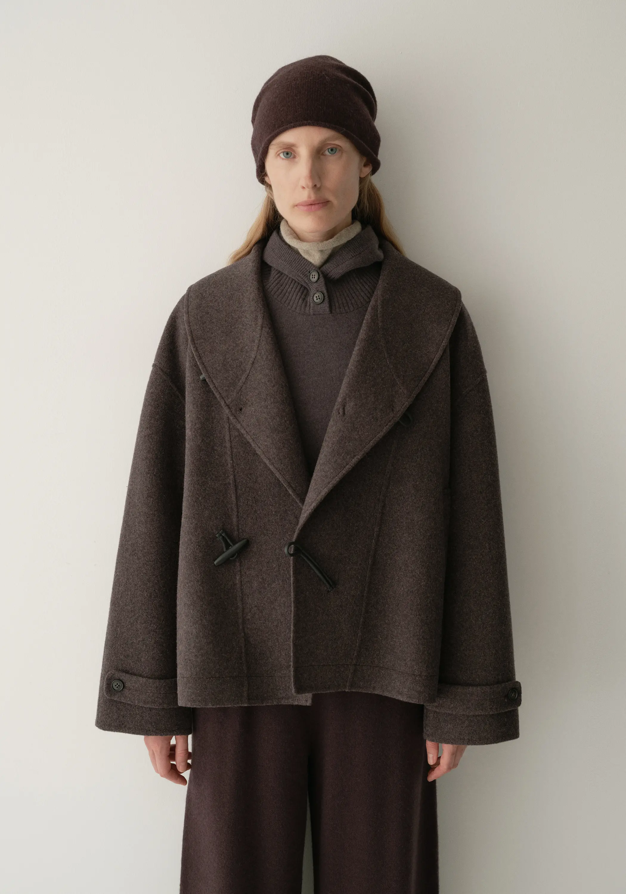 Shearling Collar Toggle Wool Coat - Image 13