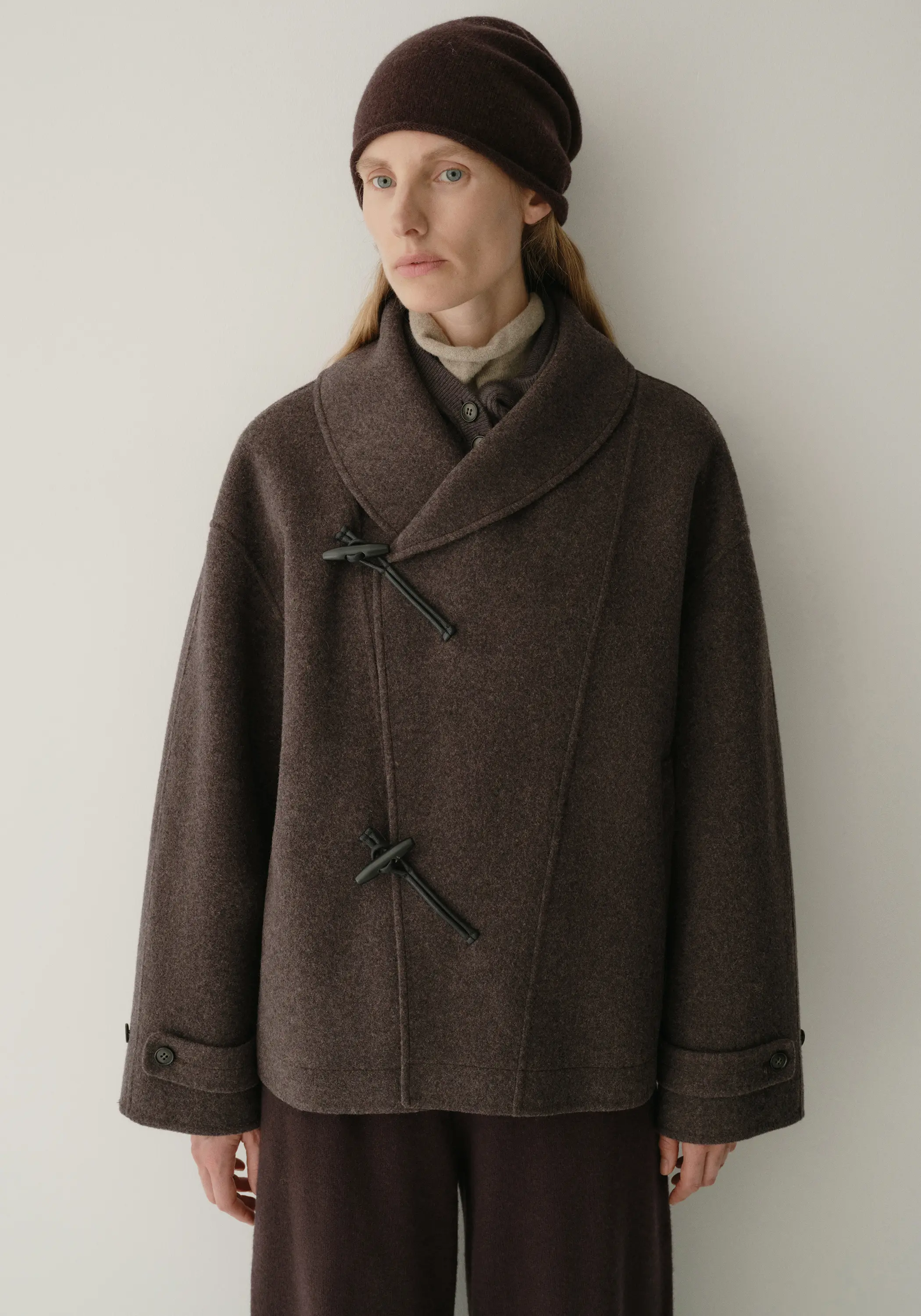 Shearling Collar Toggle Wool Coat - Image 14