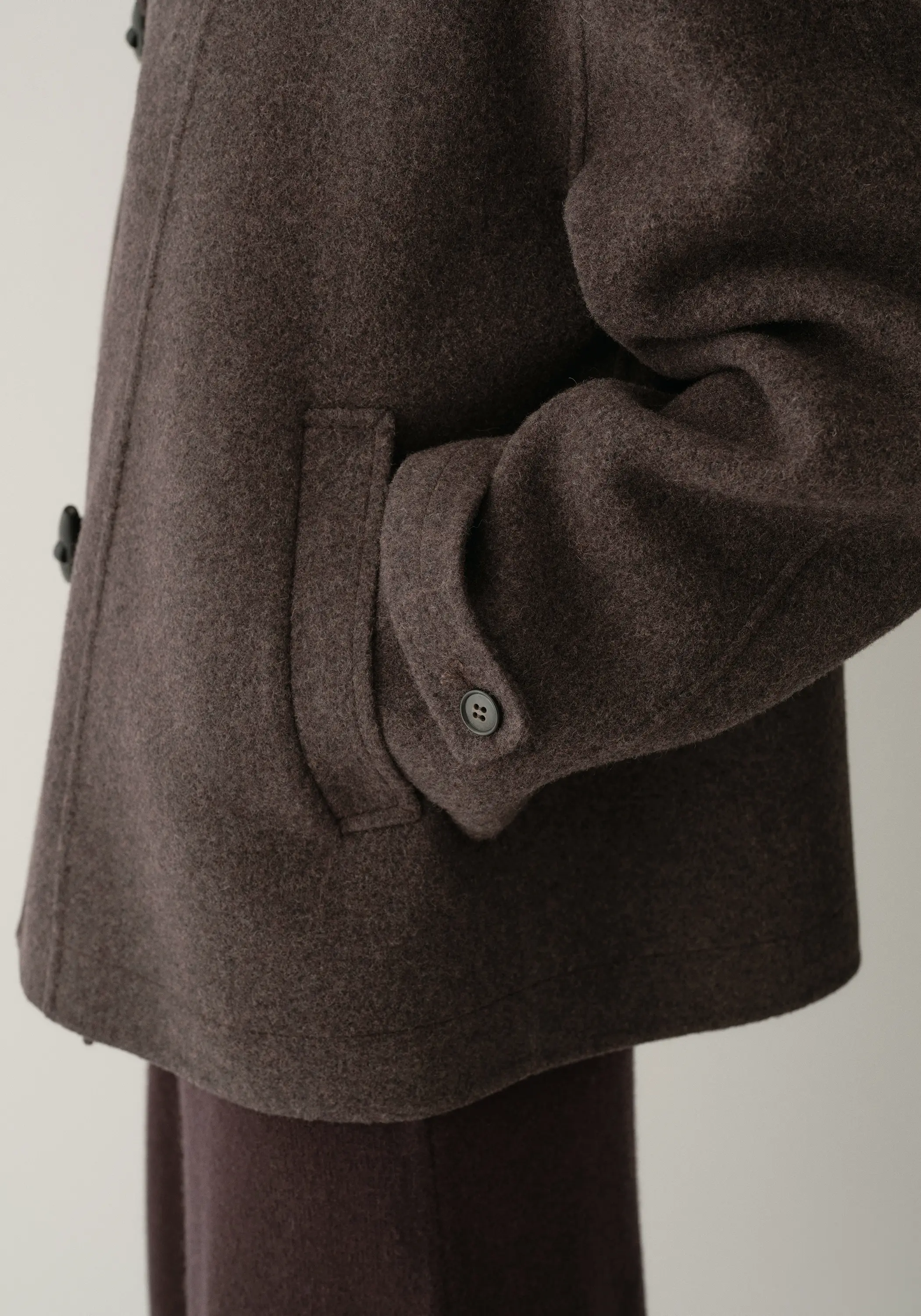 Shearling Collar Toggle Wool Coat - Image 17