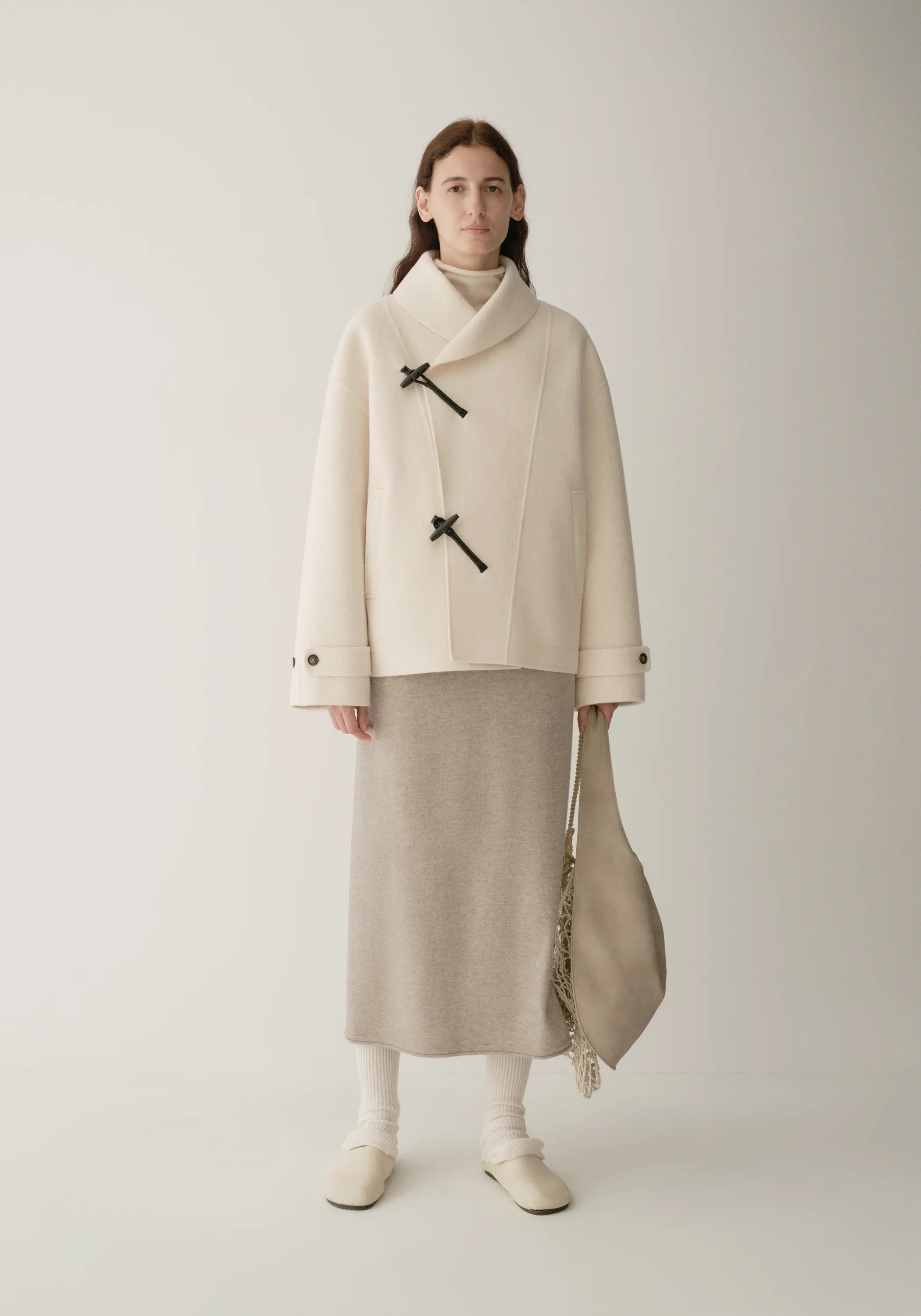 Shearling Collar Toggle Wool Coat - Image 2
