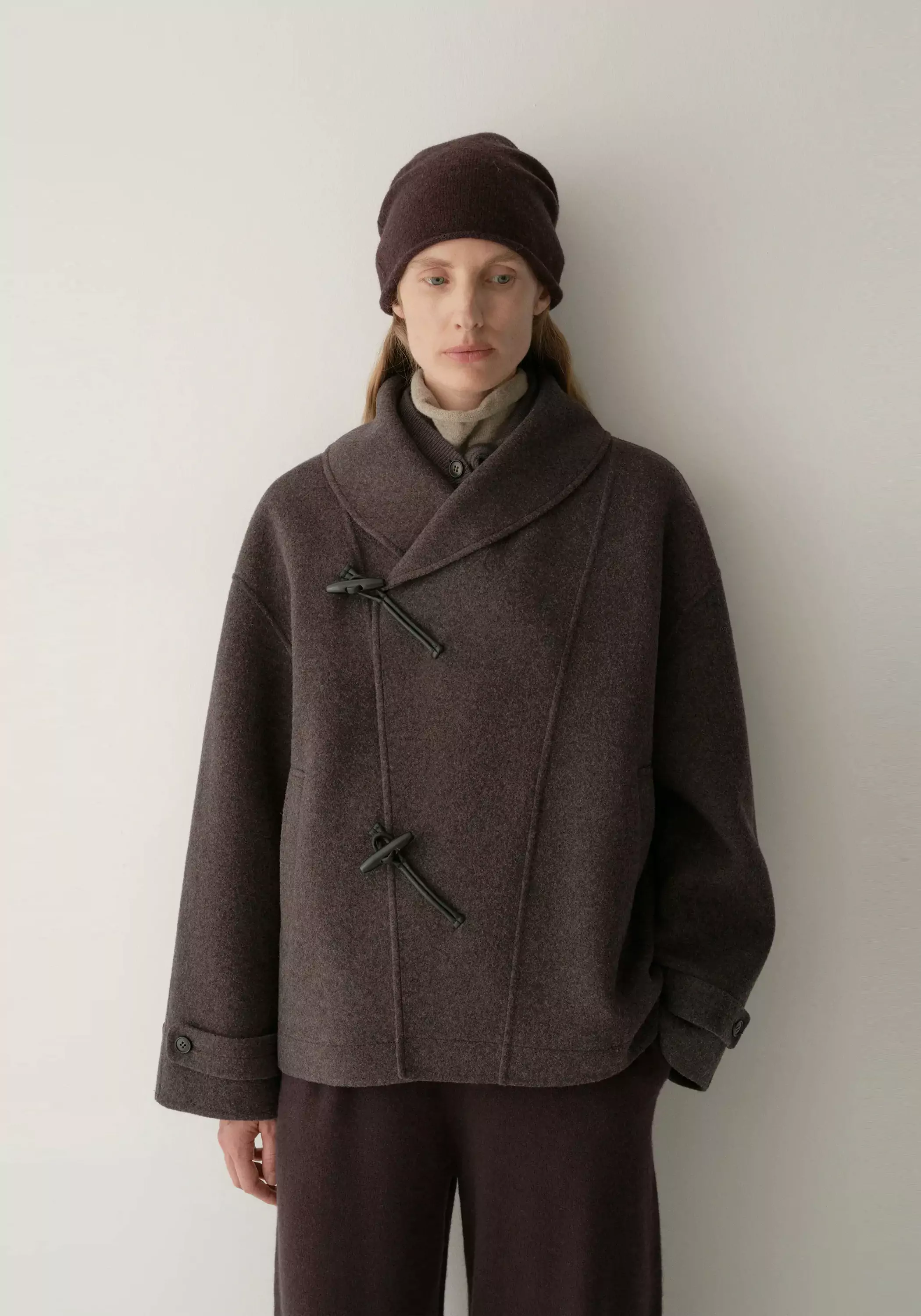 Shearling Collar Toggle Wool Coat - Image 3