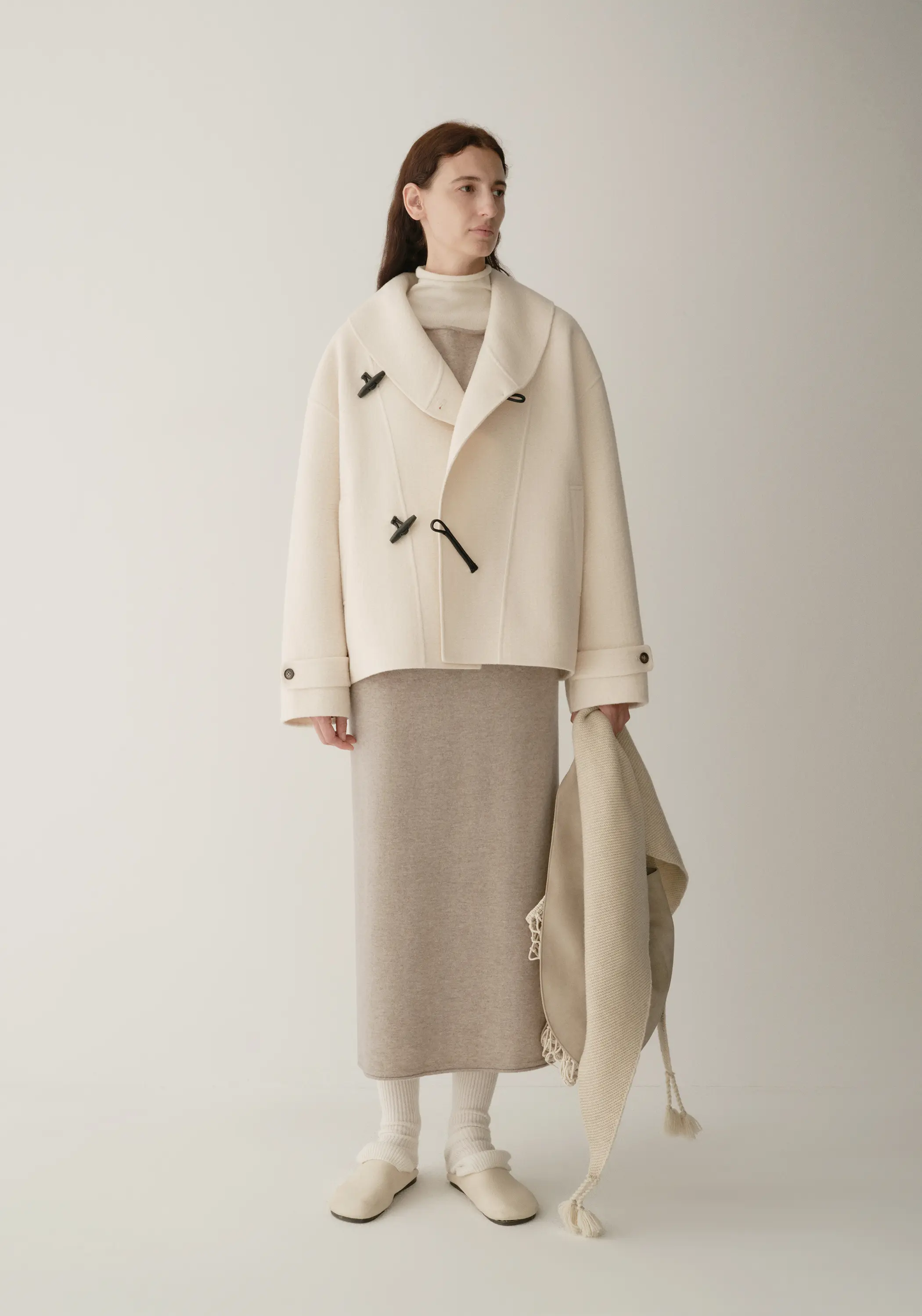 Shearling Collar Toggle Wool Coat - Image 4