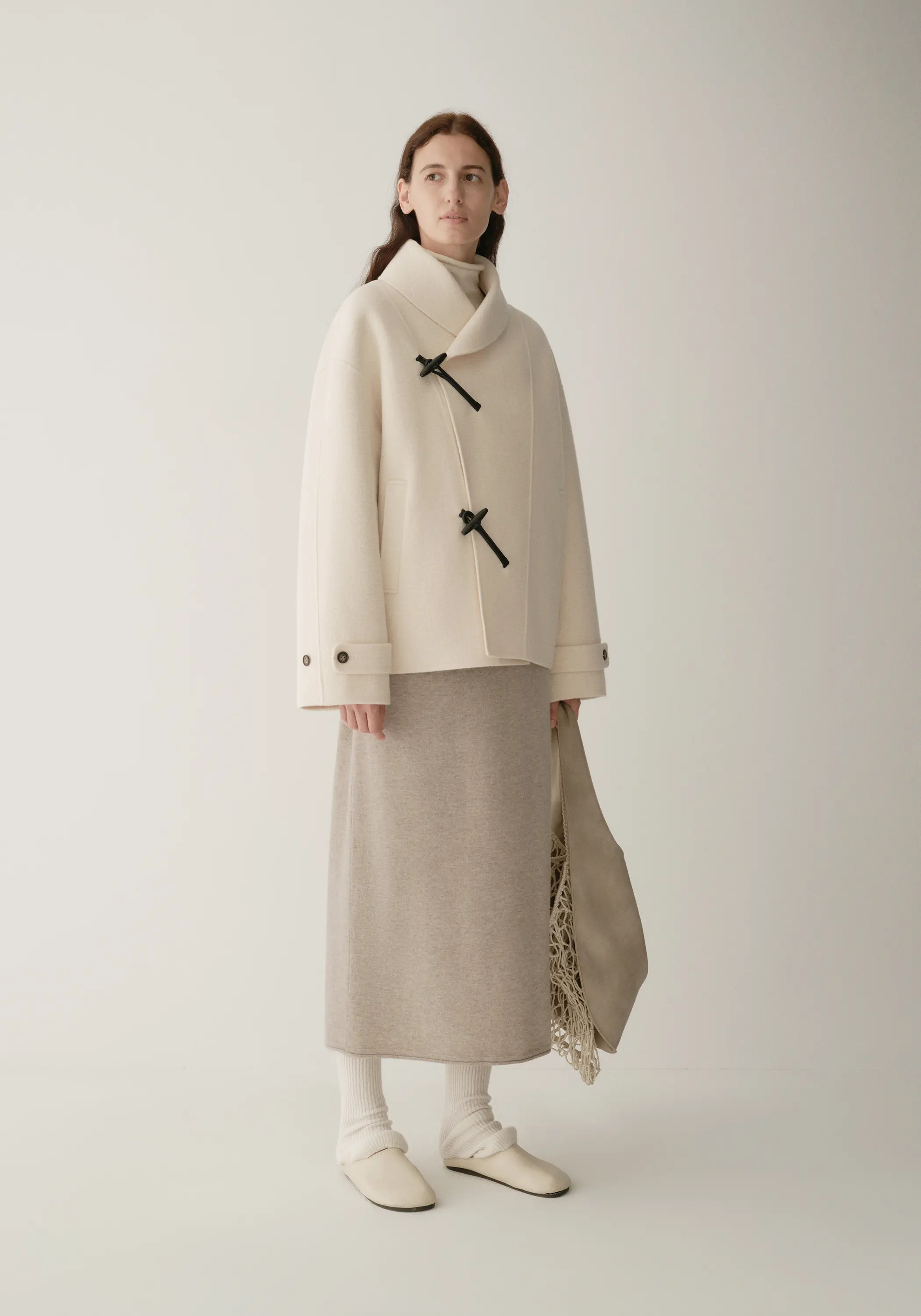 Shearling Collar Toggle Wool Coat - Image 5