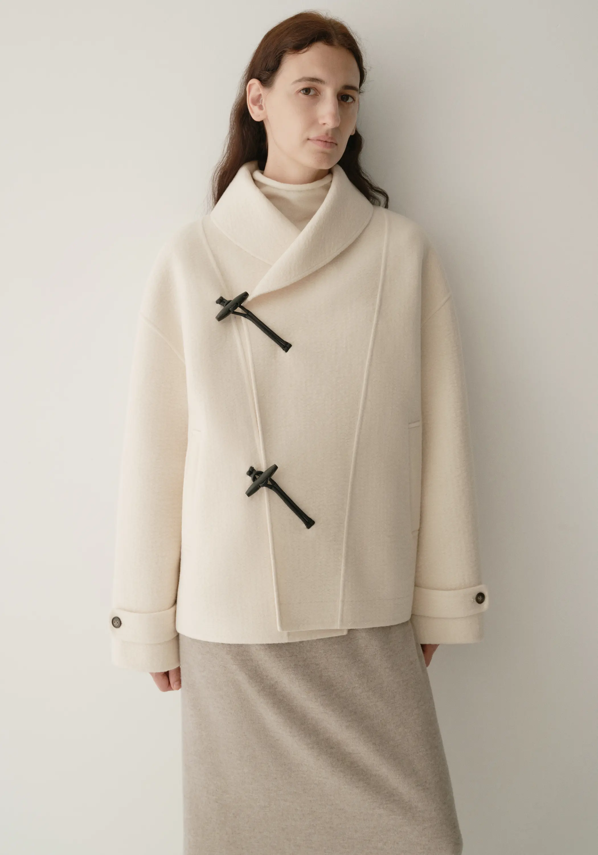 Shearling Collar Toggle Wool Coat - Image 8