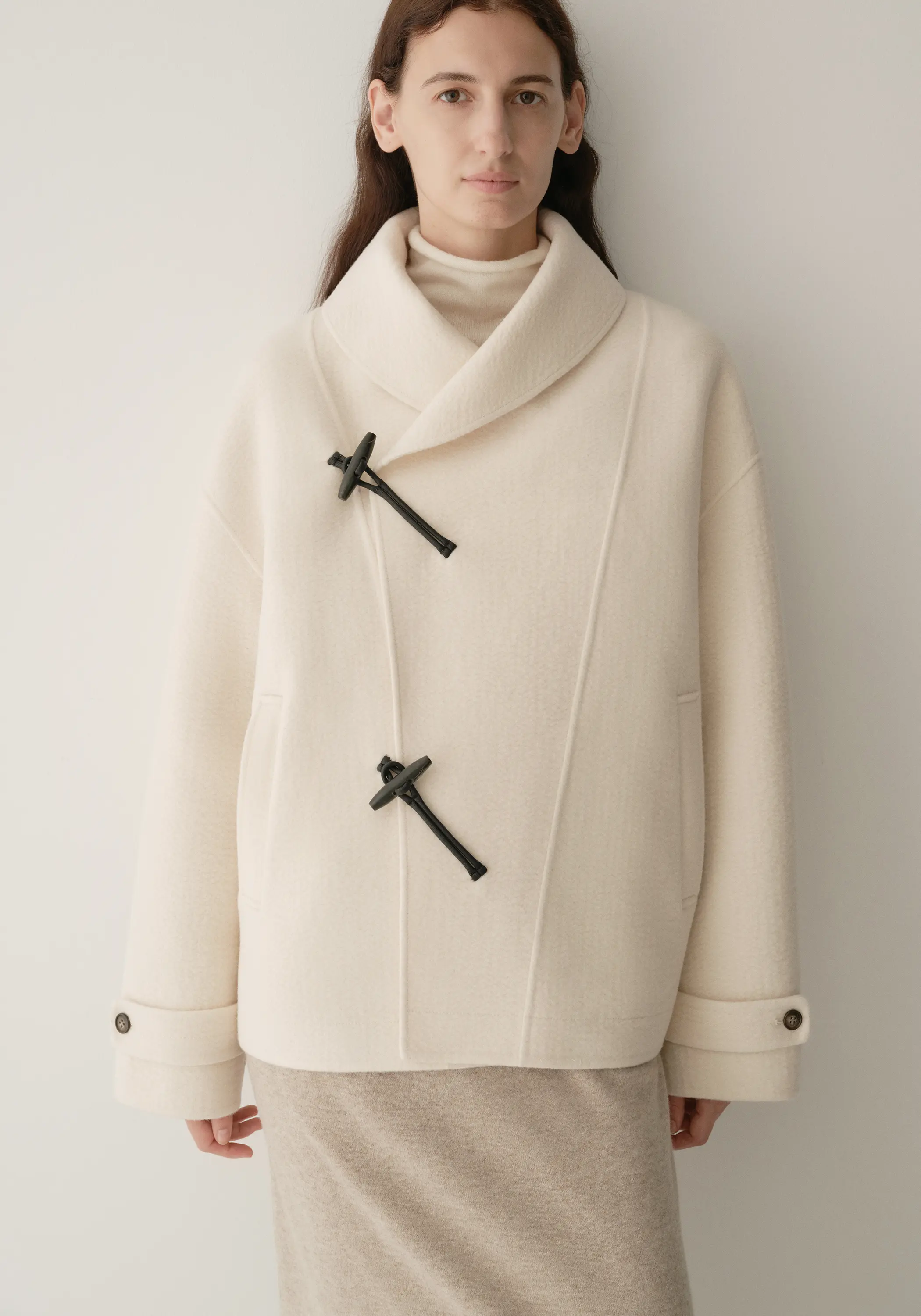 Shearling Collar Toggle Wool Coat - Image 9