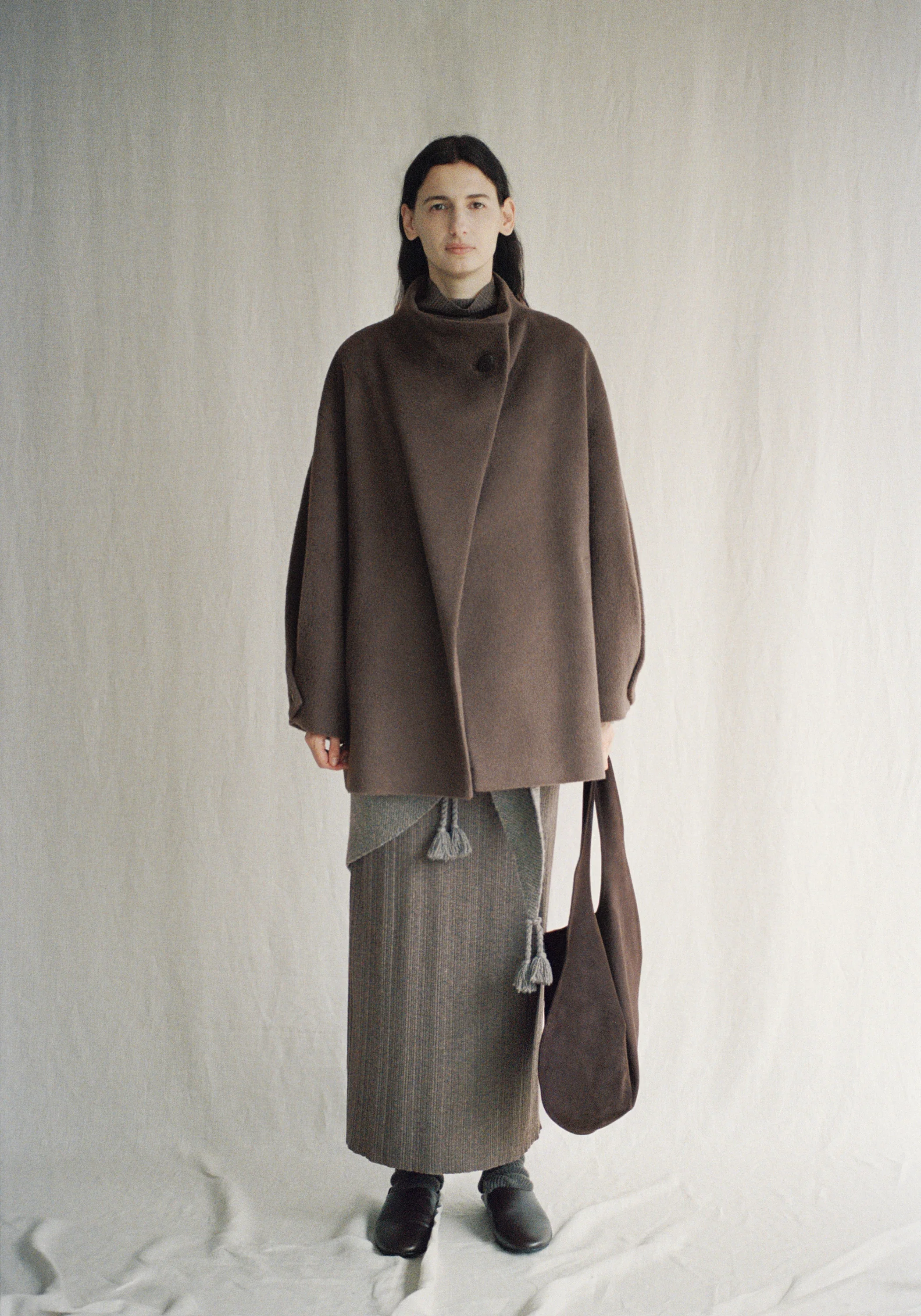 Asymmetric Alpaca Wool Short Coat - Image 11