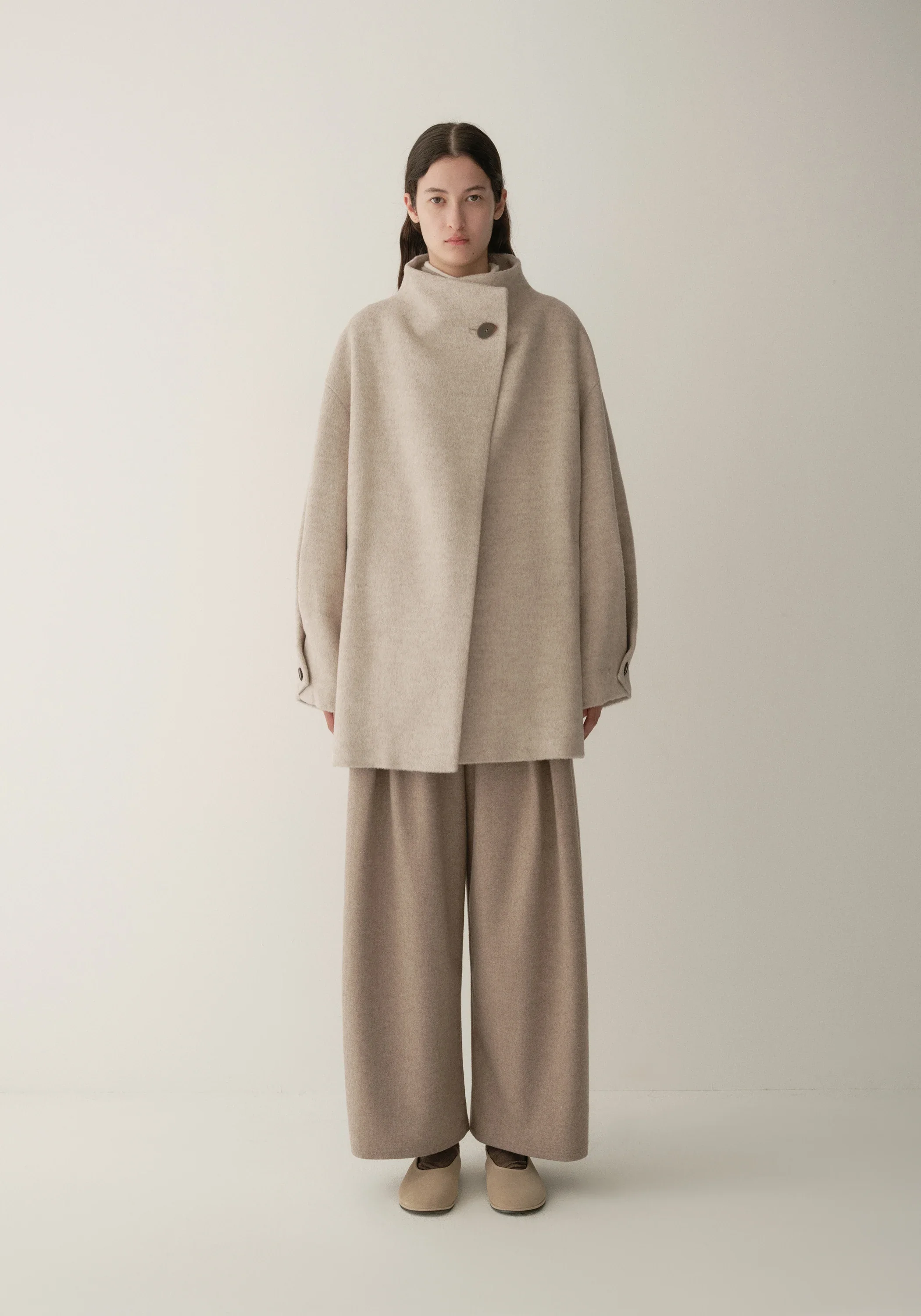 Asymmetric Alpaca Wool Short Coat - Image 12
