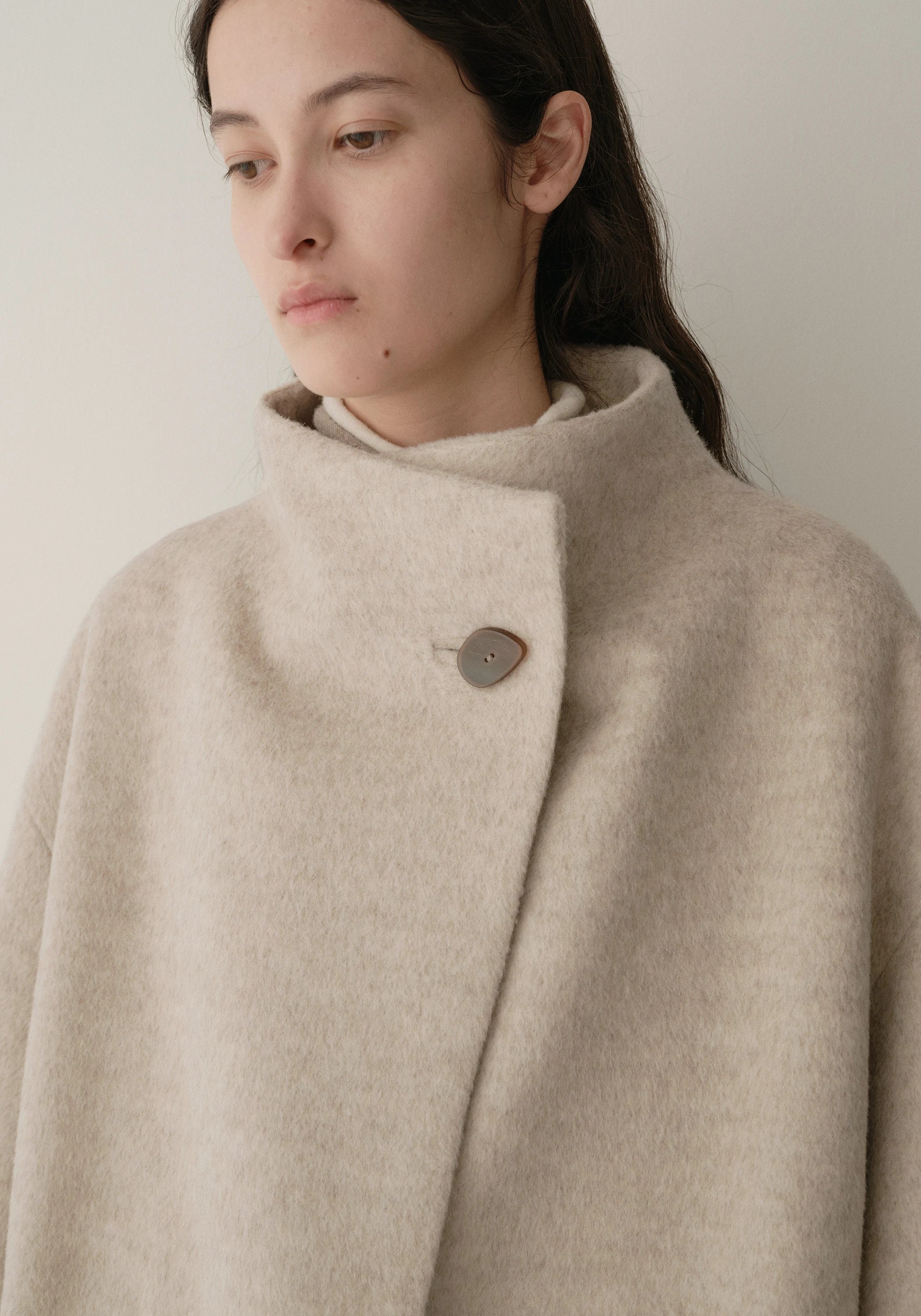 Asymmetric Alpaca Wool Short Coat - Image 16