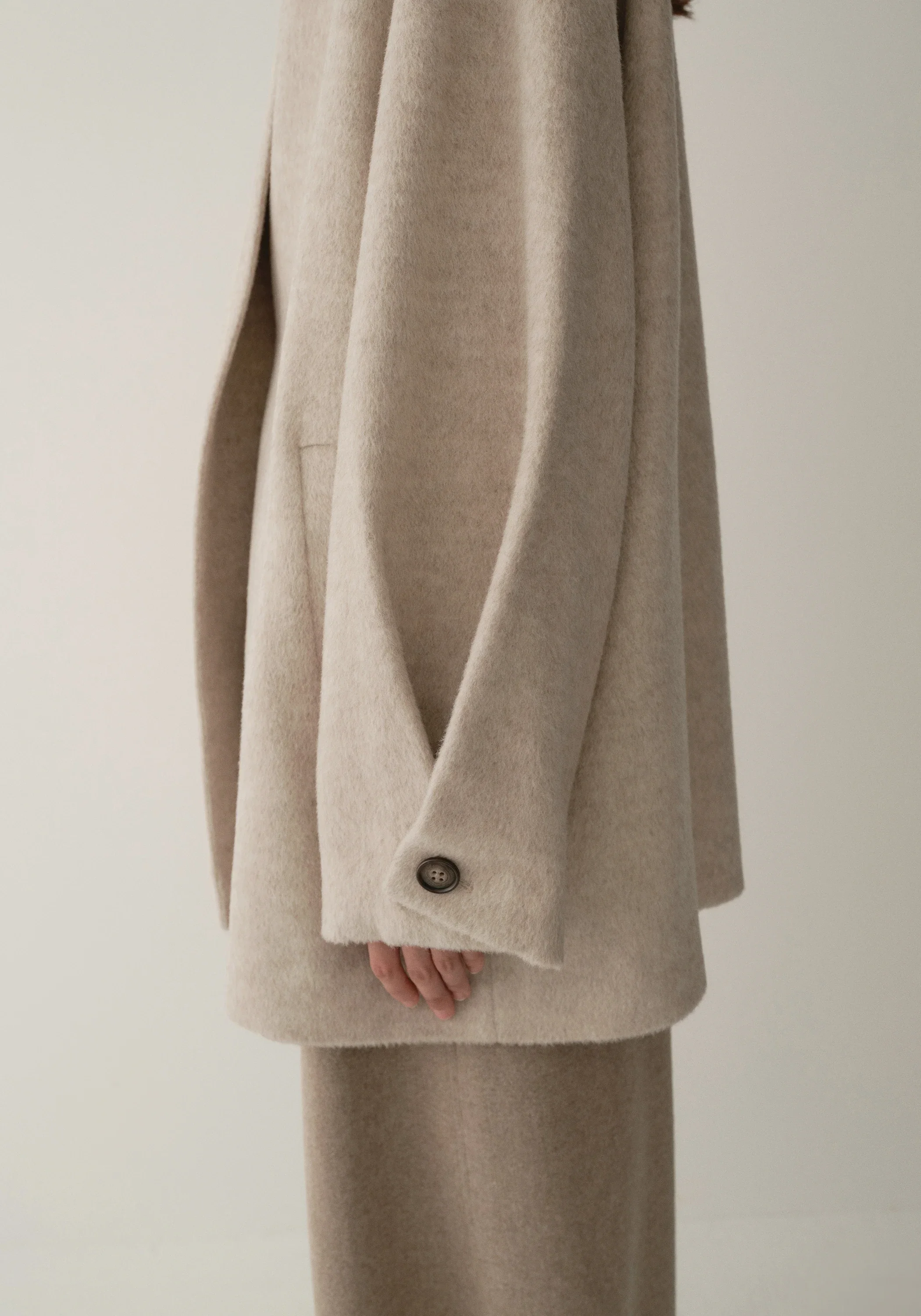 Asymmetric Alpaca Wool Short Coat - Image 18