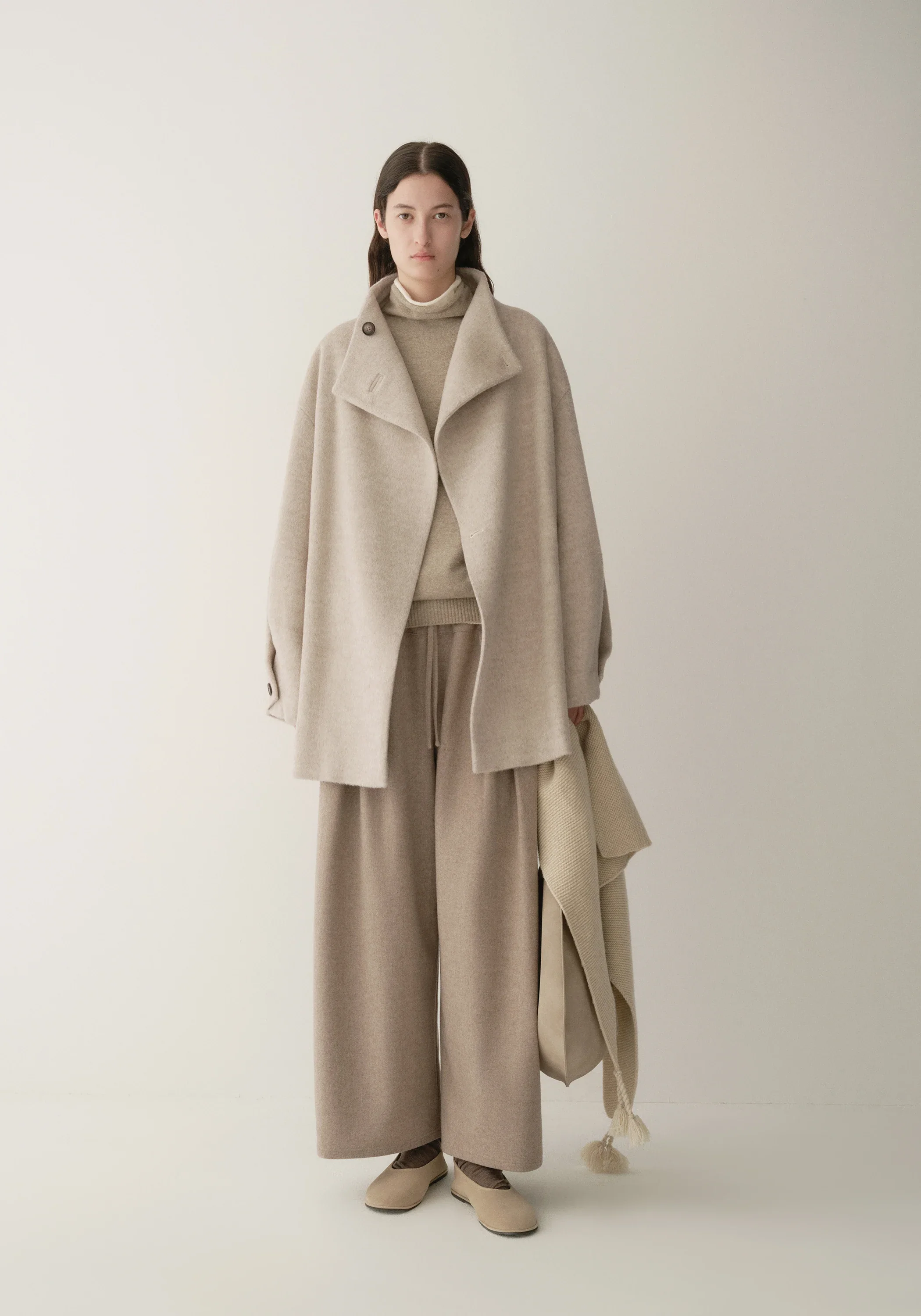 Asymmetric Alpaca Wool Short Coat - Image 2