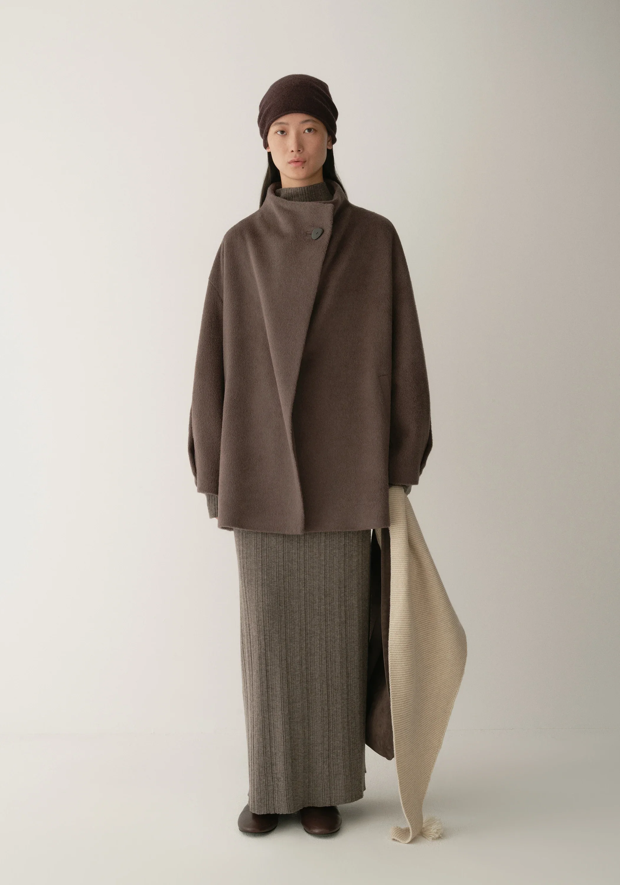 Asymmetric Alpaca Wool Short Coat - Image 4
