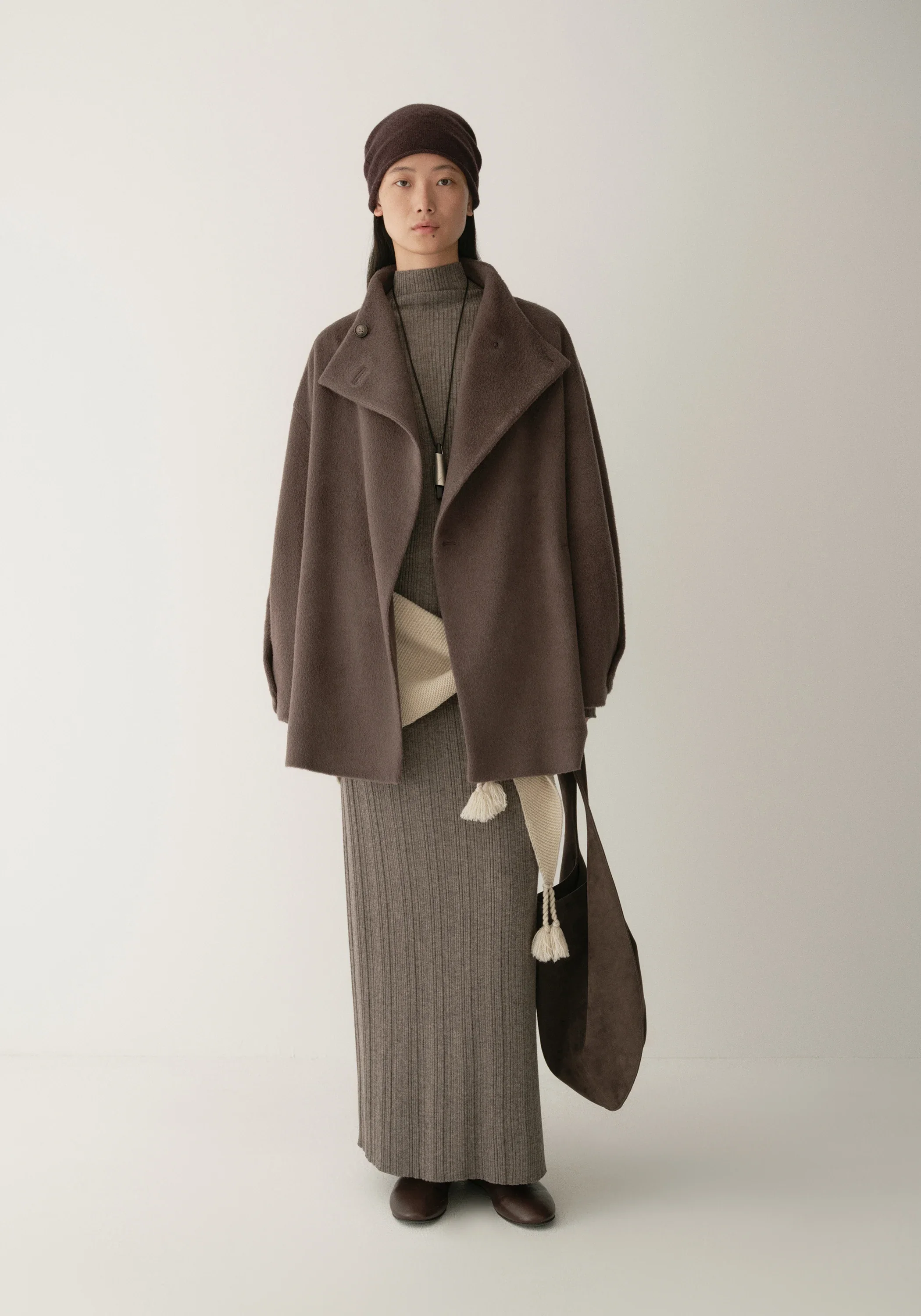 Asymmetric Alpaca Wool Short Coat - Image 5