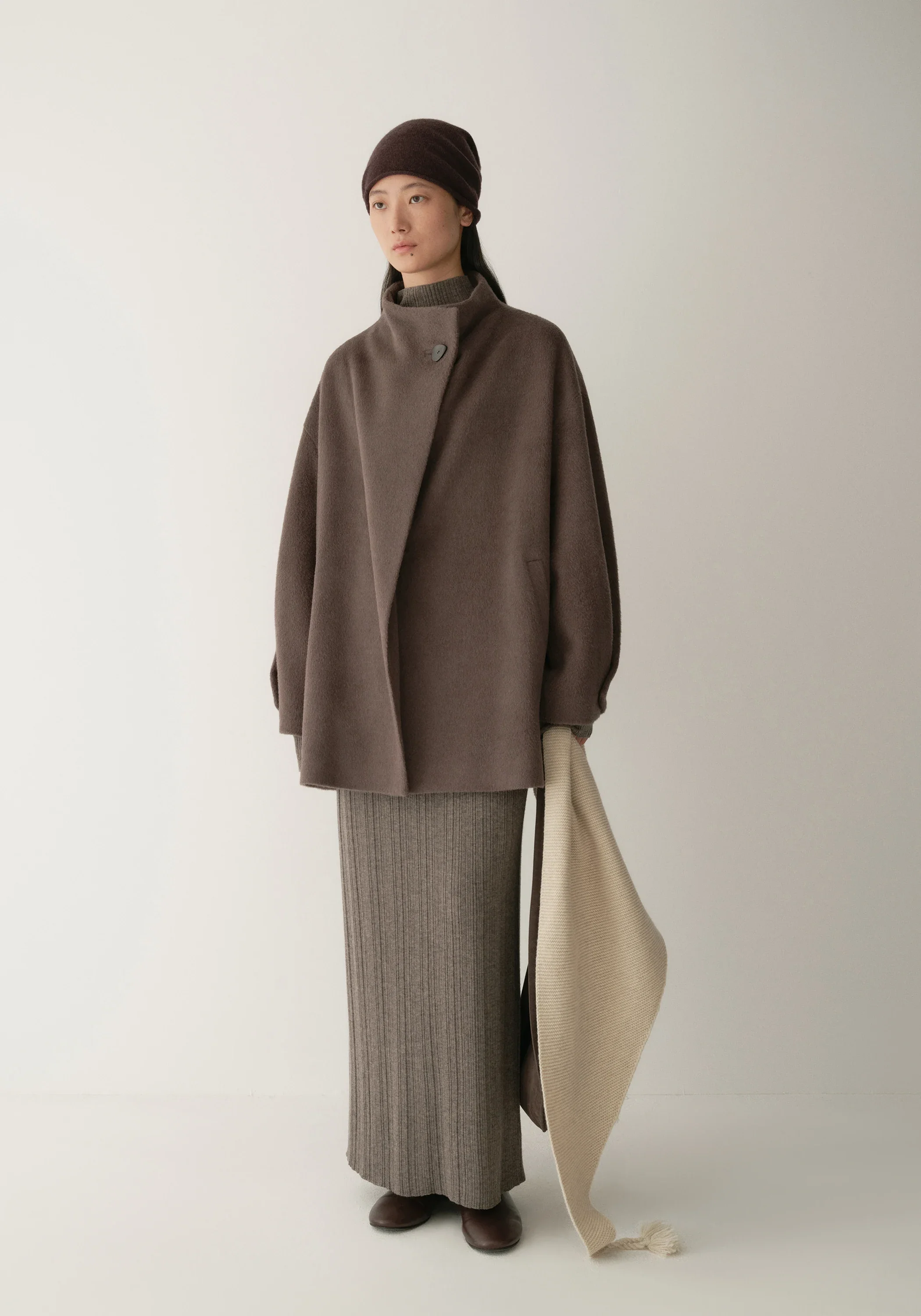 Asymmetric Alpaca Wool Short Coat - Image 6