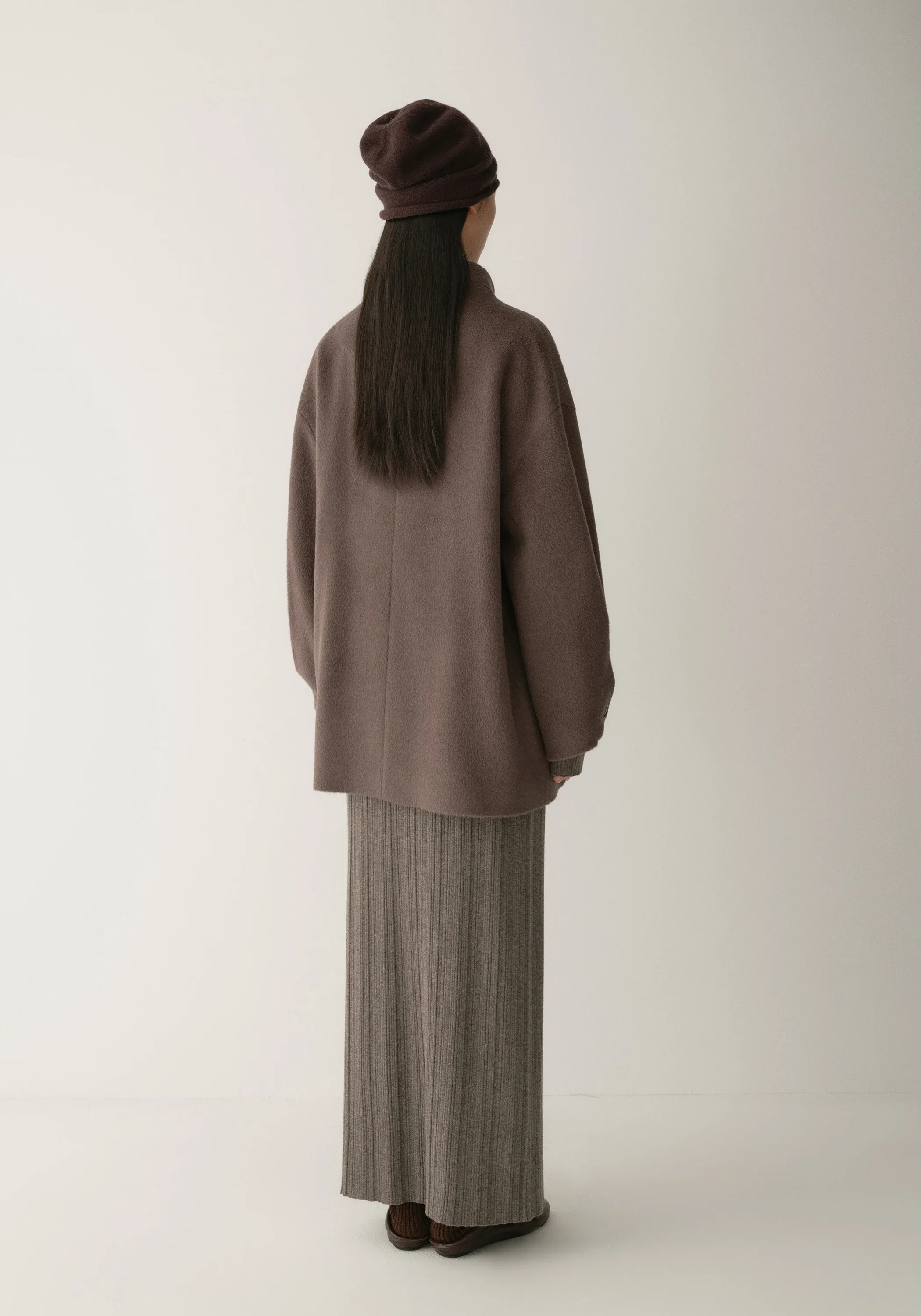 Asymmetric Alpaca Wool Short Coat - Image 7