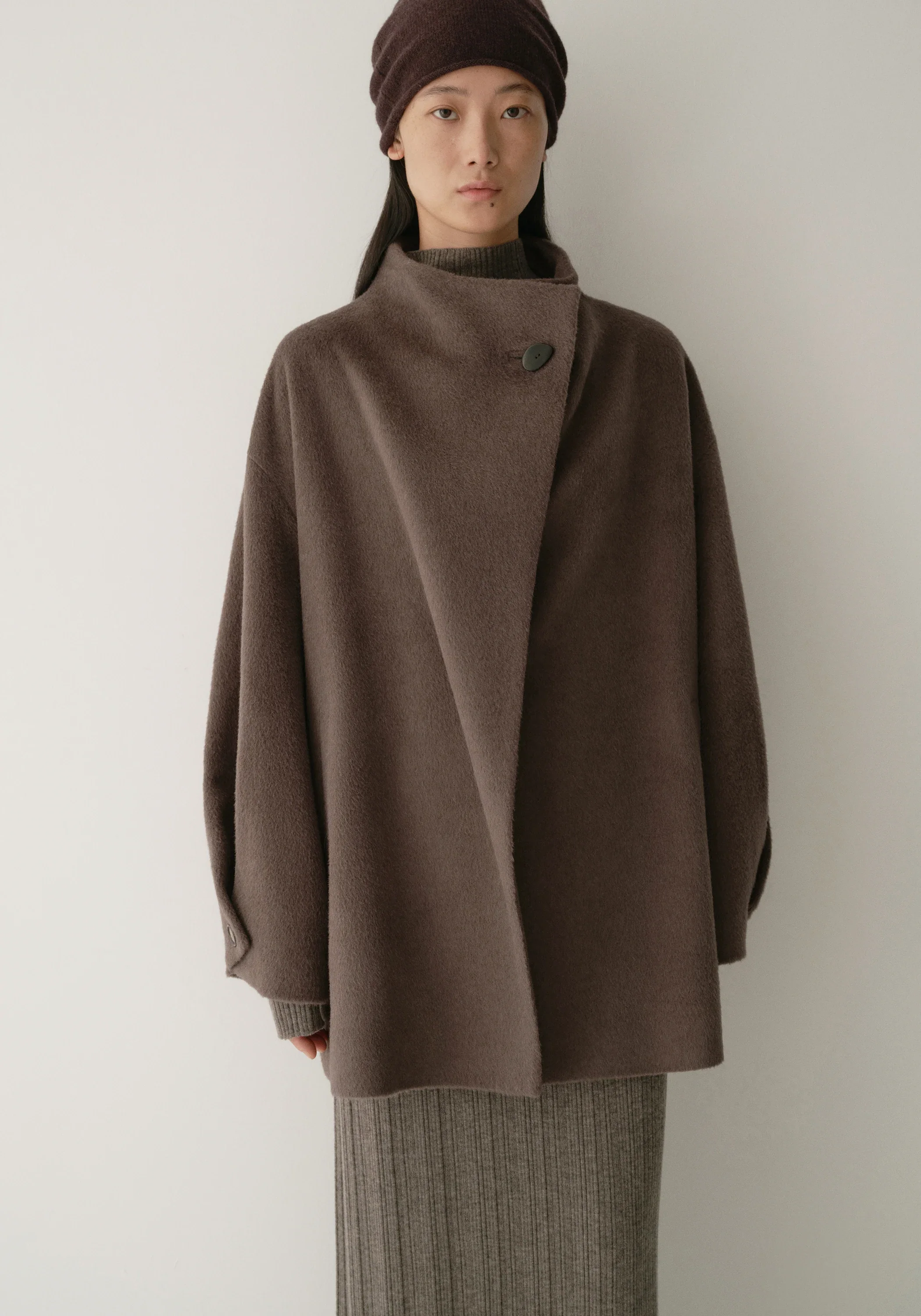 Asymmetric Alpaca Wool Short Coat - Image 8