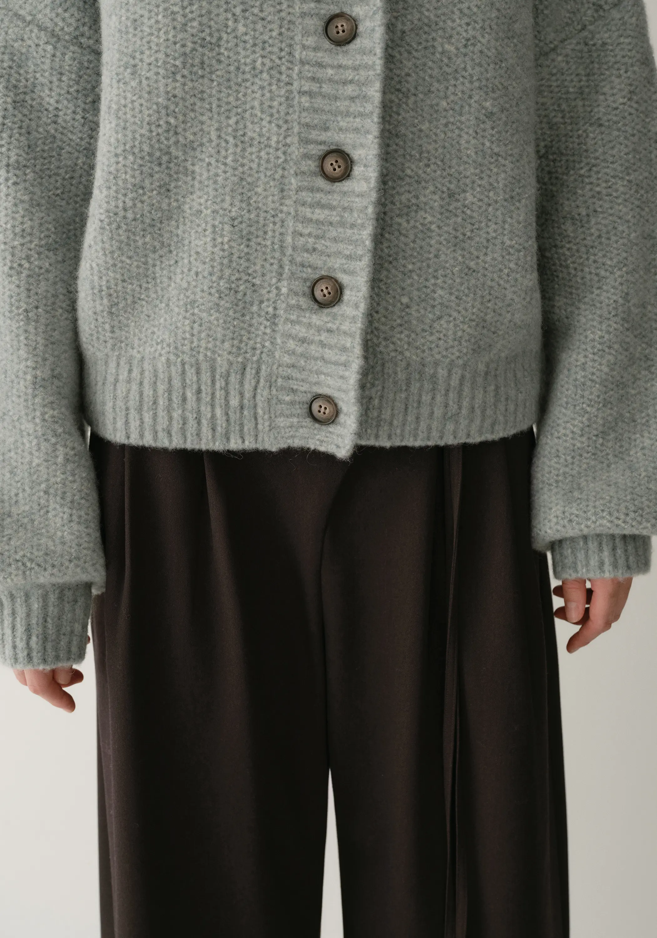 Half-turtleneck Cocoon Wool Cardigan - Image 14